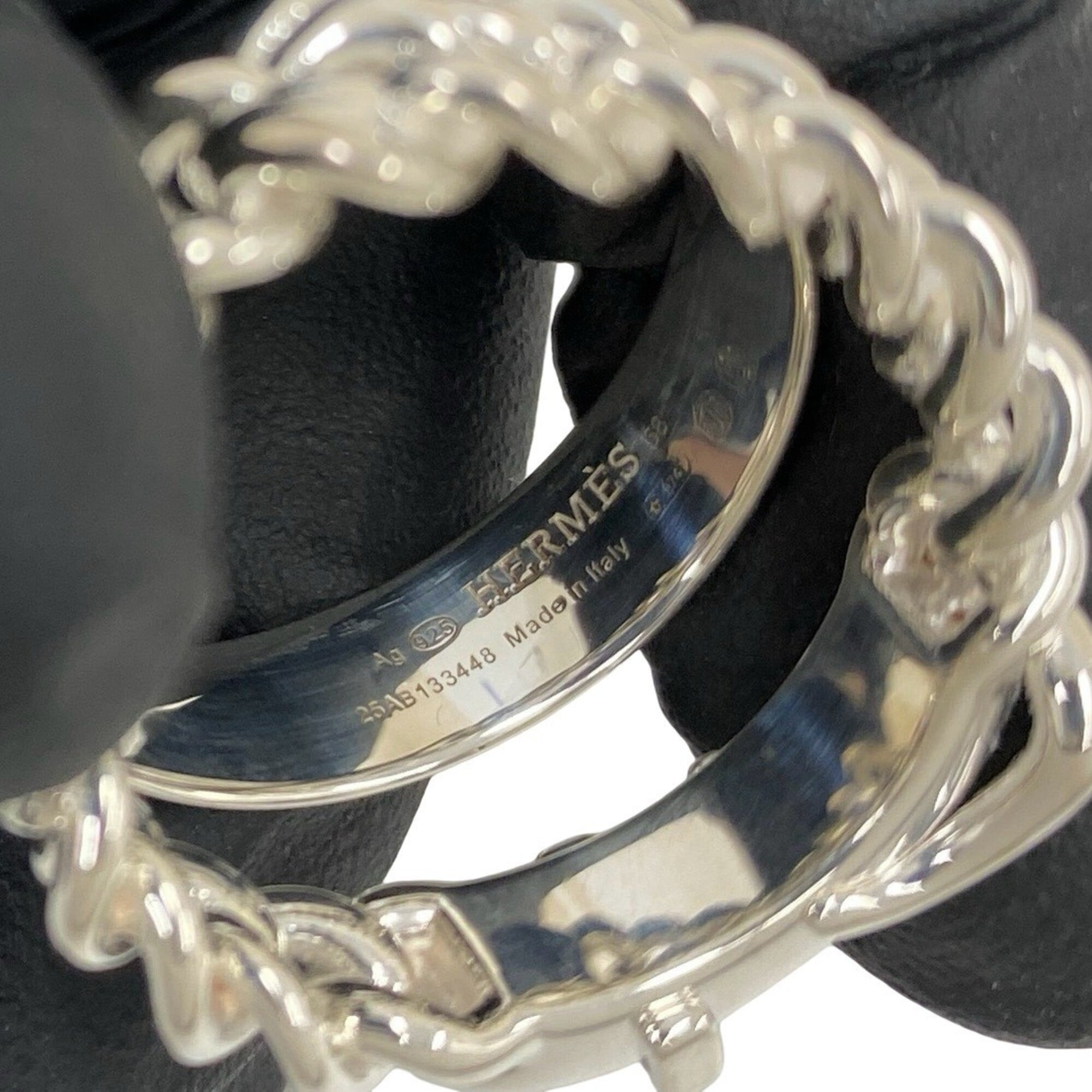 Hermes Silver Silver 925 Band Ring (Pre-Owned)