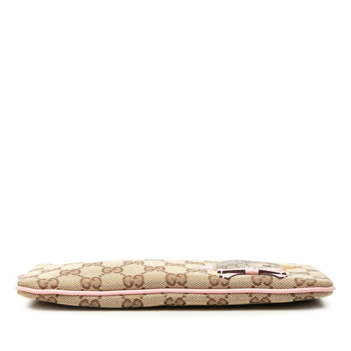 Gucci Beige Pink Canvas Leather Pvc Pouch (Pre-Owned)
