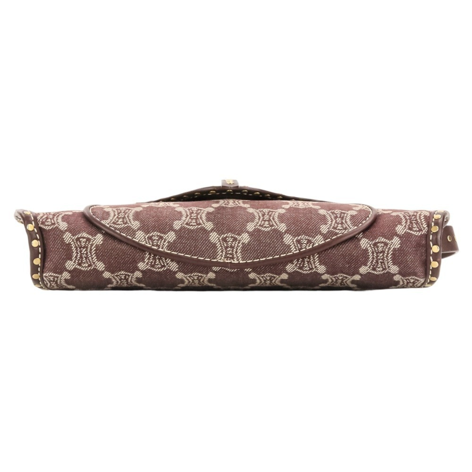 Celine Bordeaux Brown Canvas Leather Handbag Shoulder Bag (Pre-Owned)