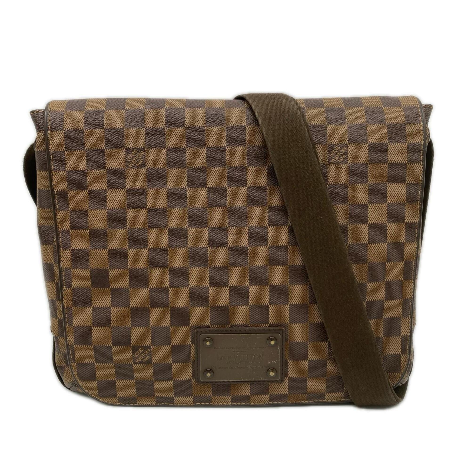 Louis Vuitton Beige Brown Coated Canvas Leather Shoulder Bag (Pre-Owned)