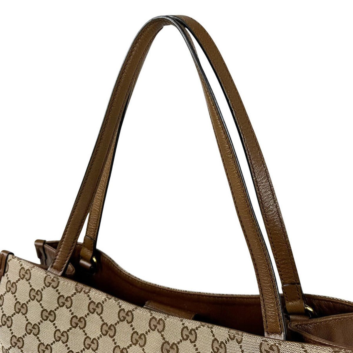 Gucci Brown Gg Canvas Leather Handbag (Pre-Owned)
