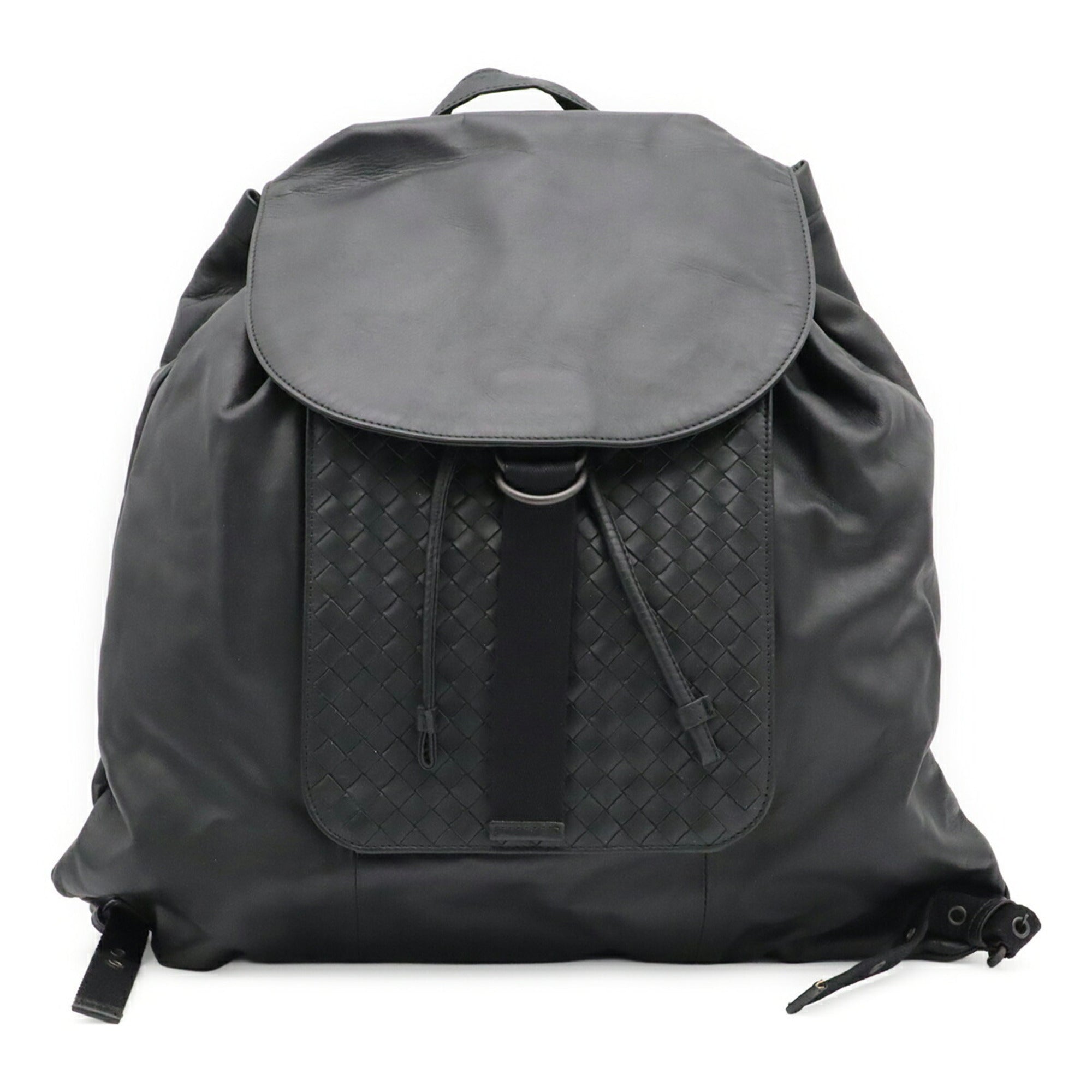 Bottega Veneta Black Intrecciato Backpack (Pre-Owned)