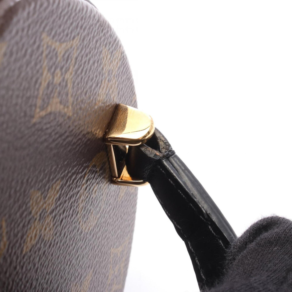 Louis Vuitton Black Brown Coated Canvas Leather Handbag (Pre-Owned)