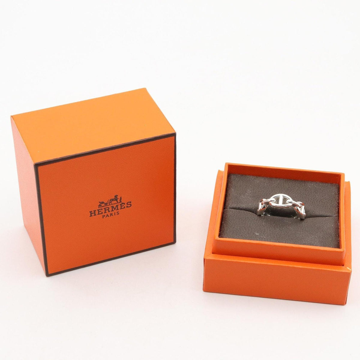 Hermes Silver Silver 925 Band Ring (Pre-Owned)