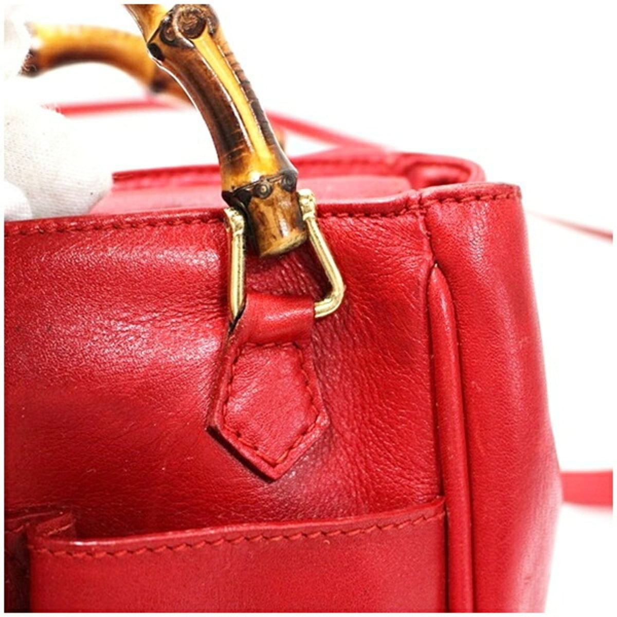 Gucci Ivory Red Color Leather Shoulder Bag (Pre-Owned)