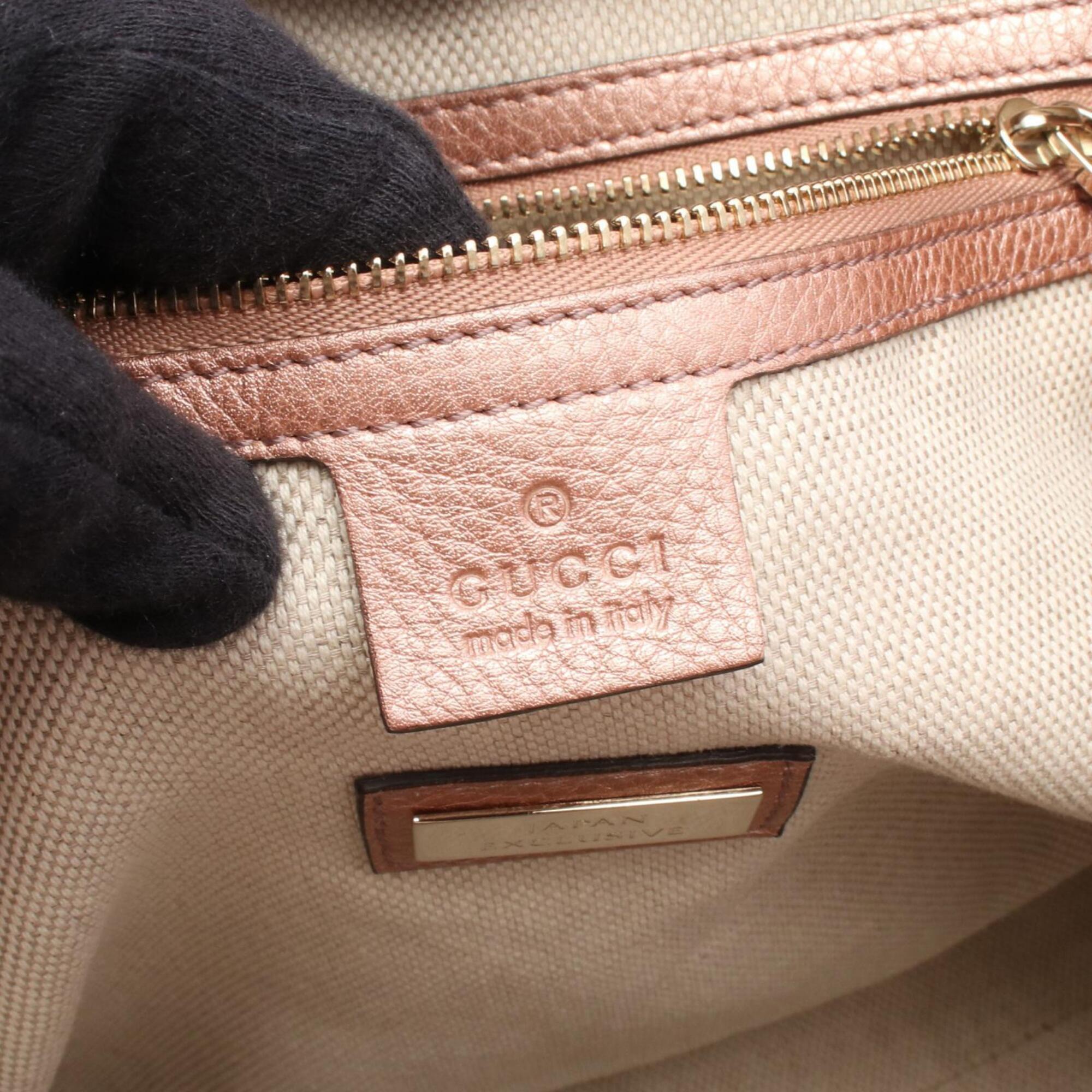 Gucci Metallic Pink Leather Handbag Tote Bag (Pre-Owned)