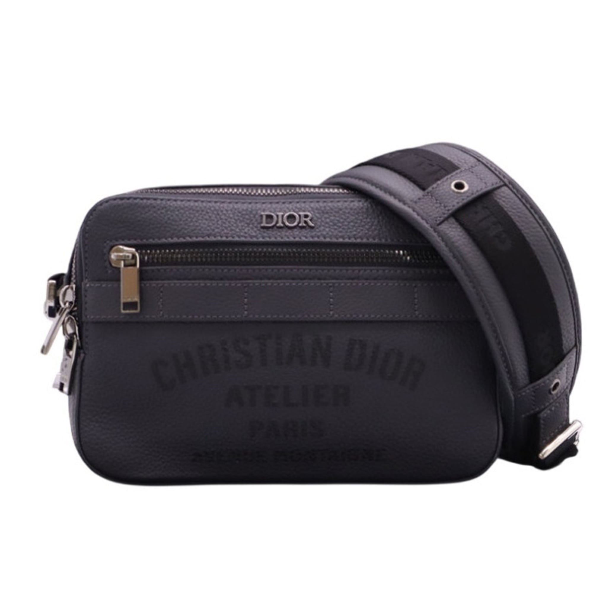 Christian Dior Gray Leather Messenger Bag Shoulder Bag (Pre-Owned)
