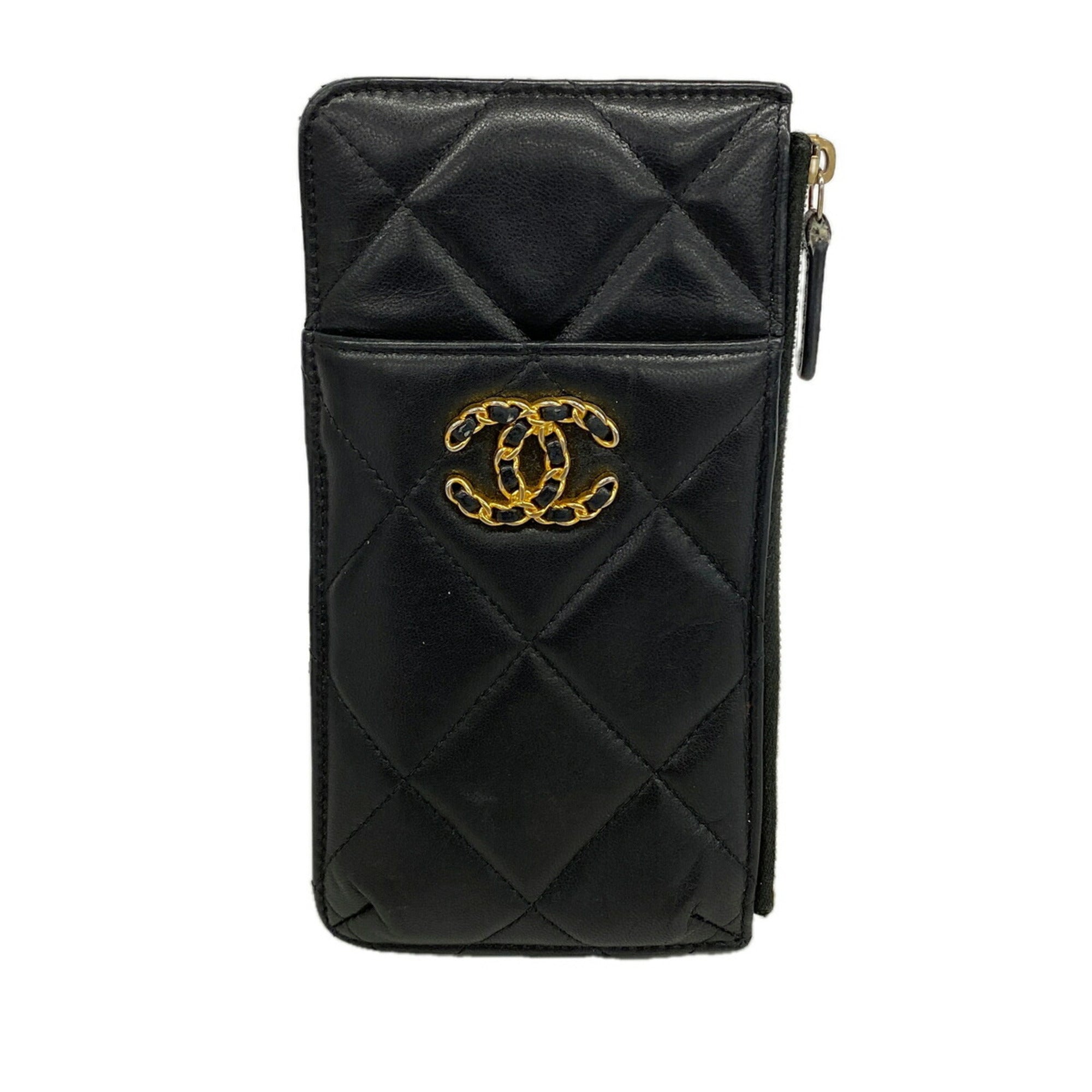 Chanel Black Leather Long Wallet (Bi-Fold) (Pre-Owned)