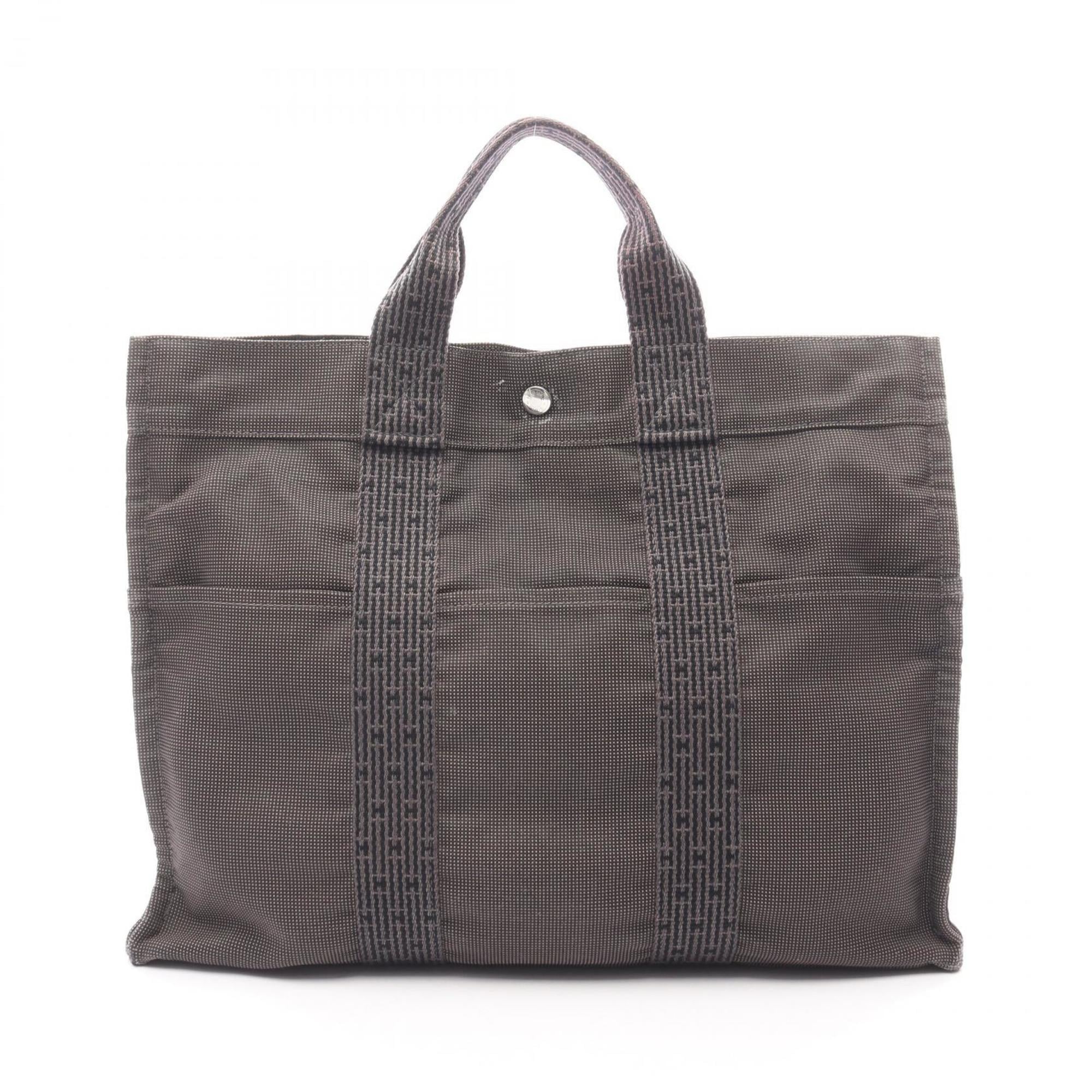 Hermes Gray Nylon Canvas Handbag Tote Bag (Pre-Owned)