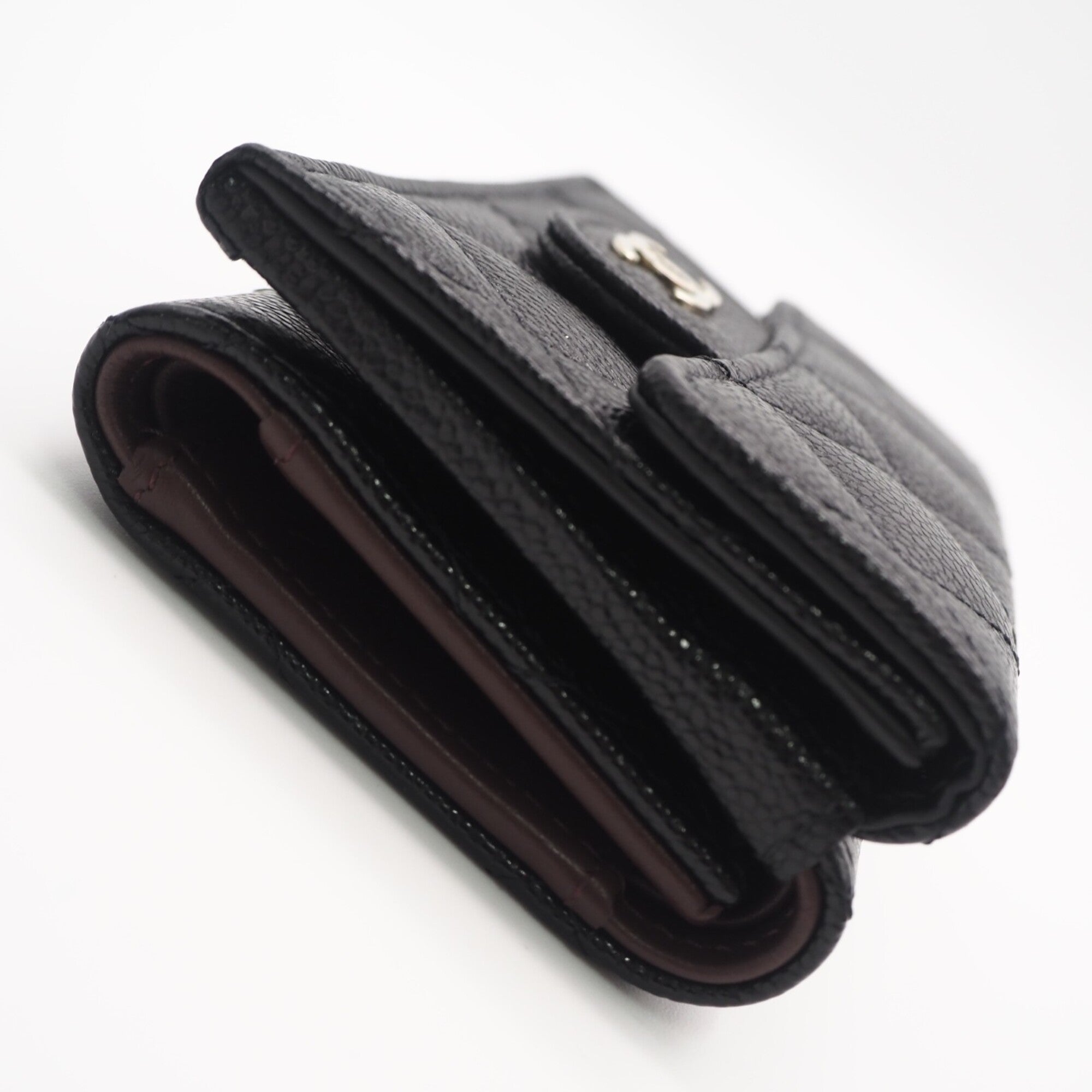 Chanel Matelasse Black Grained Calfskin Wallet (Tri-Fold) (Pre-Owned)