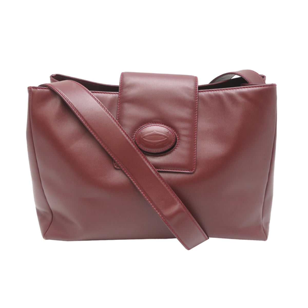 Cartier Bordeaux Red Color Leather Shoulder Bag (Pre-Owned)
