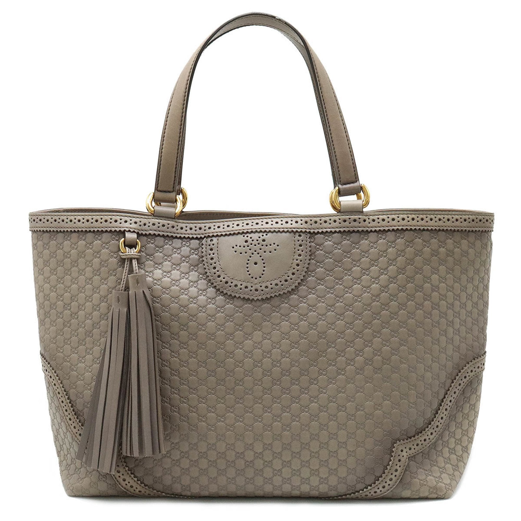 Gucci Gray Leather Tote Bag (Pre-Owned)
