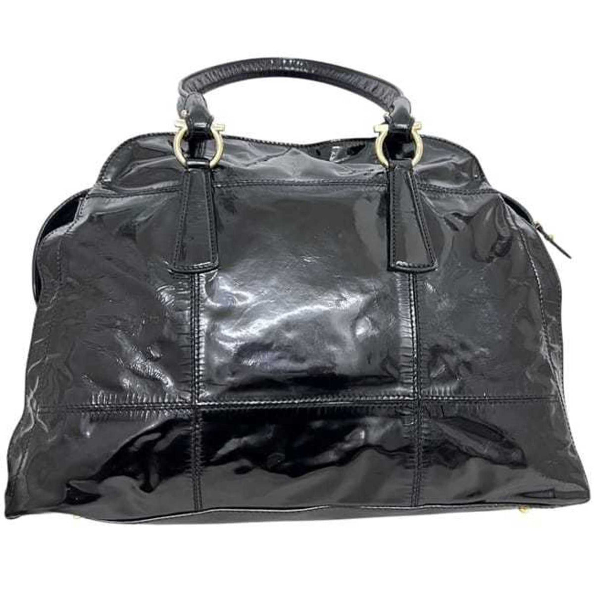 Salvatore Ferragamo Black Patent Leather Tote Bag (Pre-Owned)