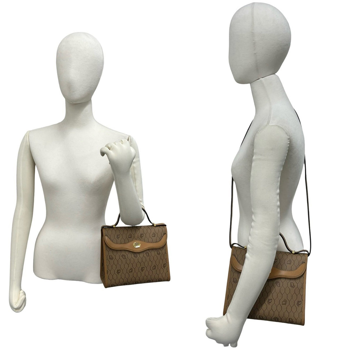 Christian Dior Beige Leather Pvc Handbag Shoulder Bag (Pre-Owned)