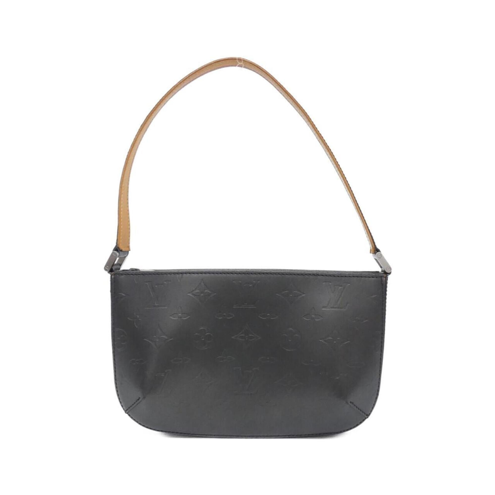 Louis Vuitton Black Matte Silver Monogram Leather Shoulder Bag (Pre-Owned)