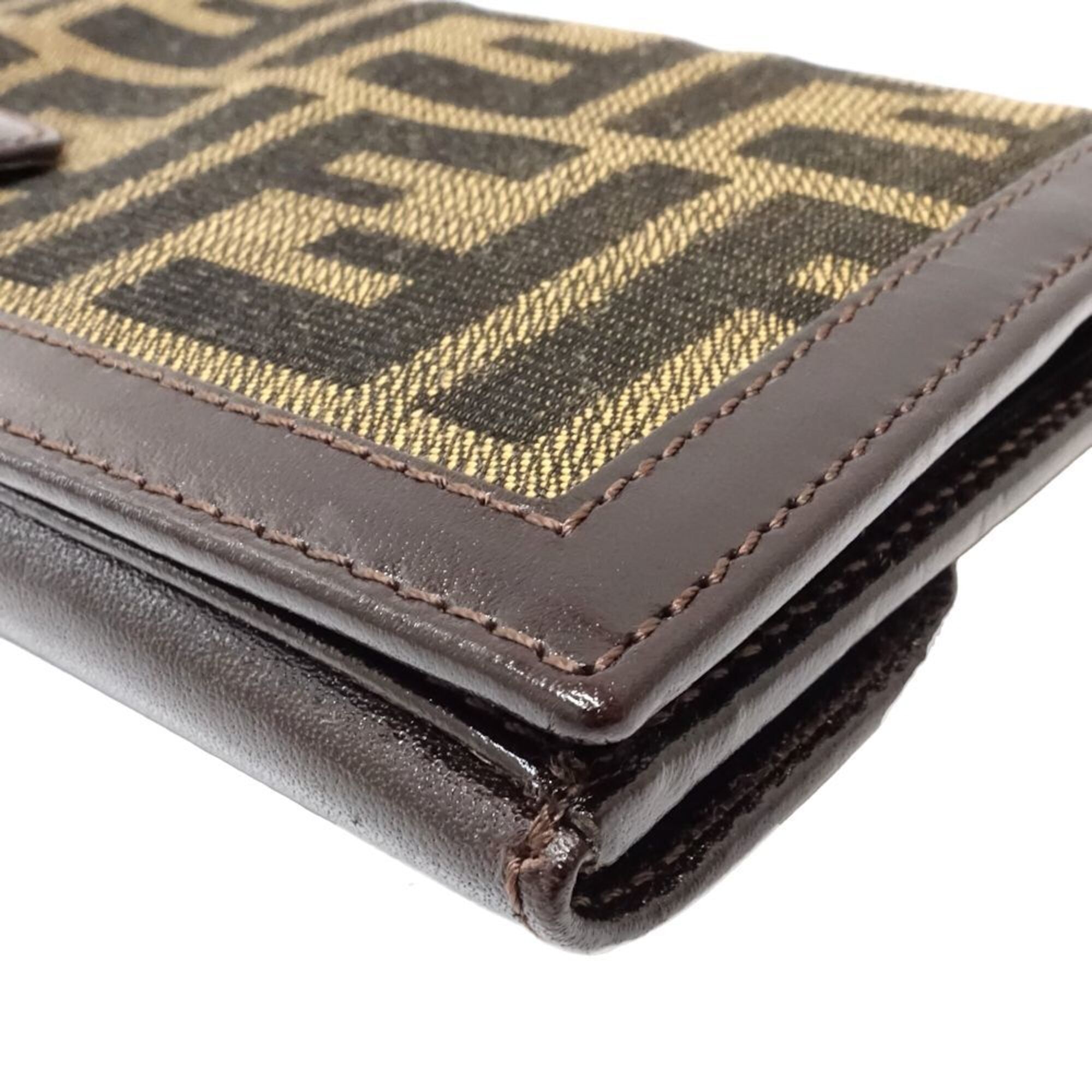 Fendi Zucca Dark Brown Canvas Leather Long Wallet (Bi-Fold) (Pre-Owned)