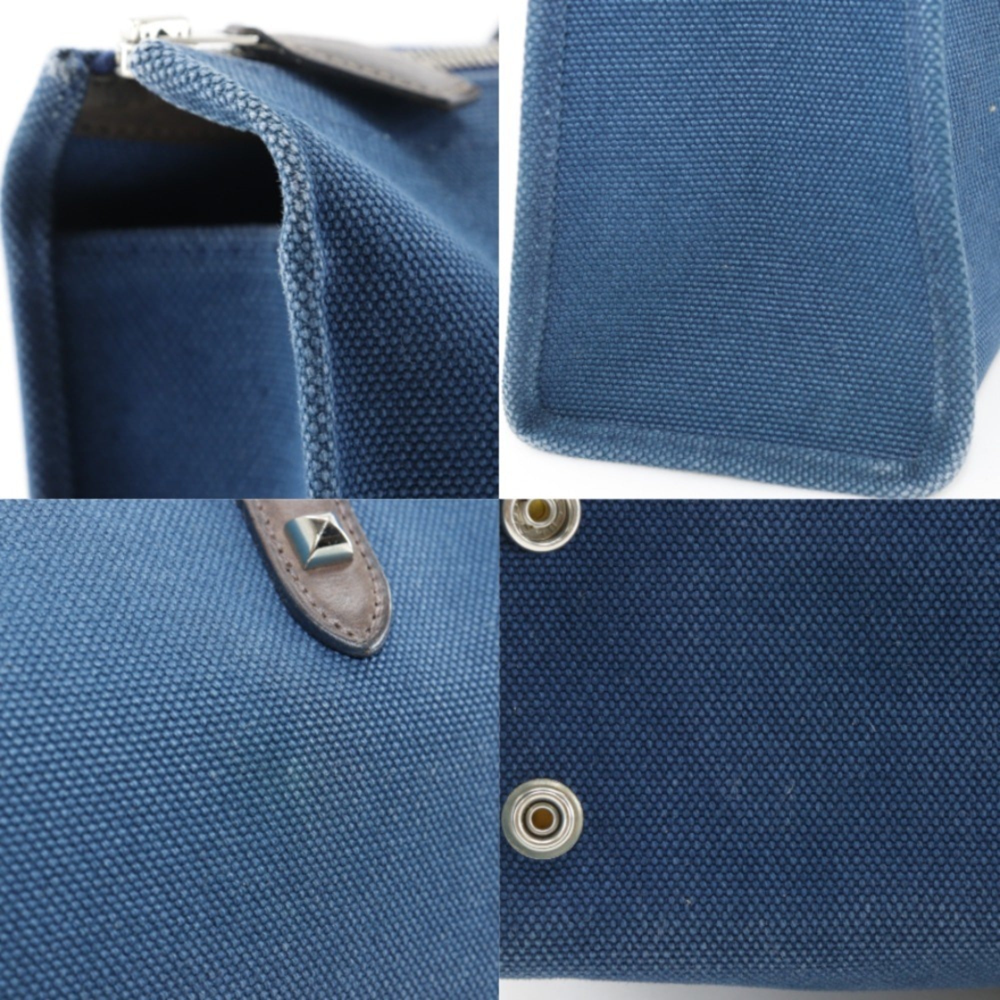 Hermes Navy Canvas Handbag (Pre-Owned)