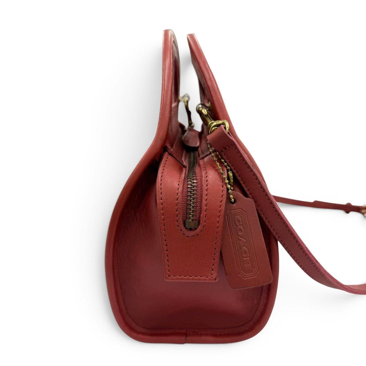 Coach Red Color Leather Handbag Shoulder Bag (Pre-Owned)