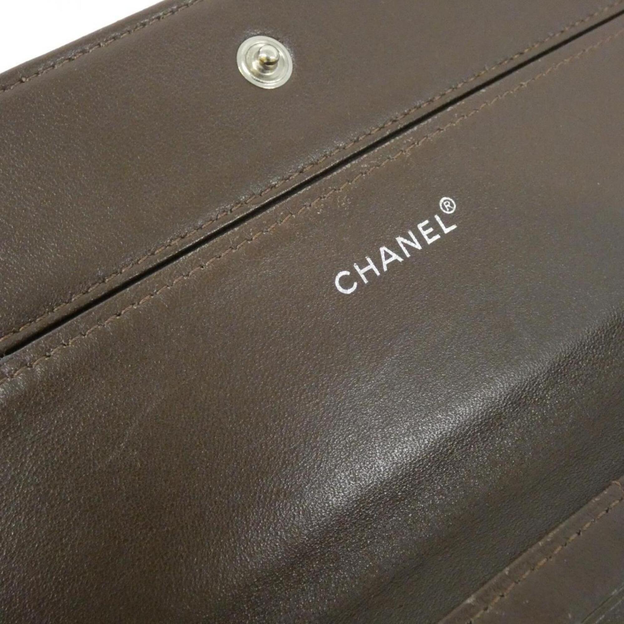 Chanel Khaki Travel Line Long Wallet (Bi-Fold) (Pre-Owned)