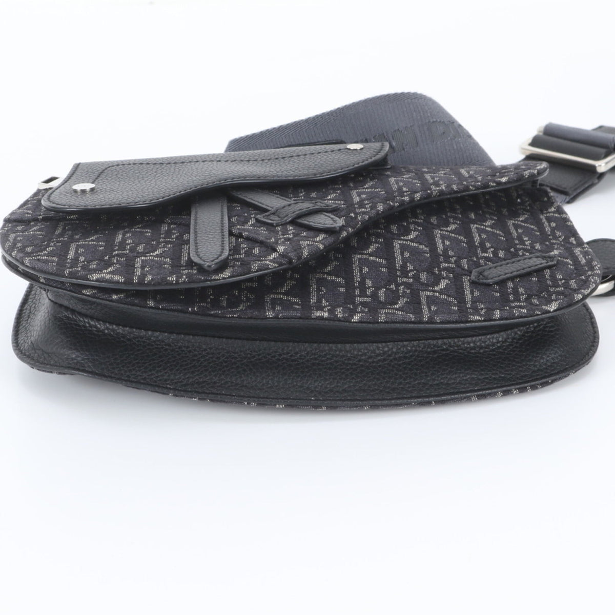 Christian Dior Black Leather Canvas Messenger Bag Shoulder Bag (Pre-Owned)