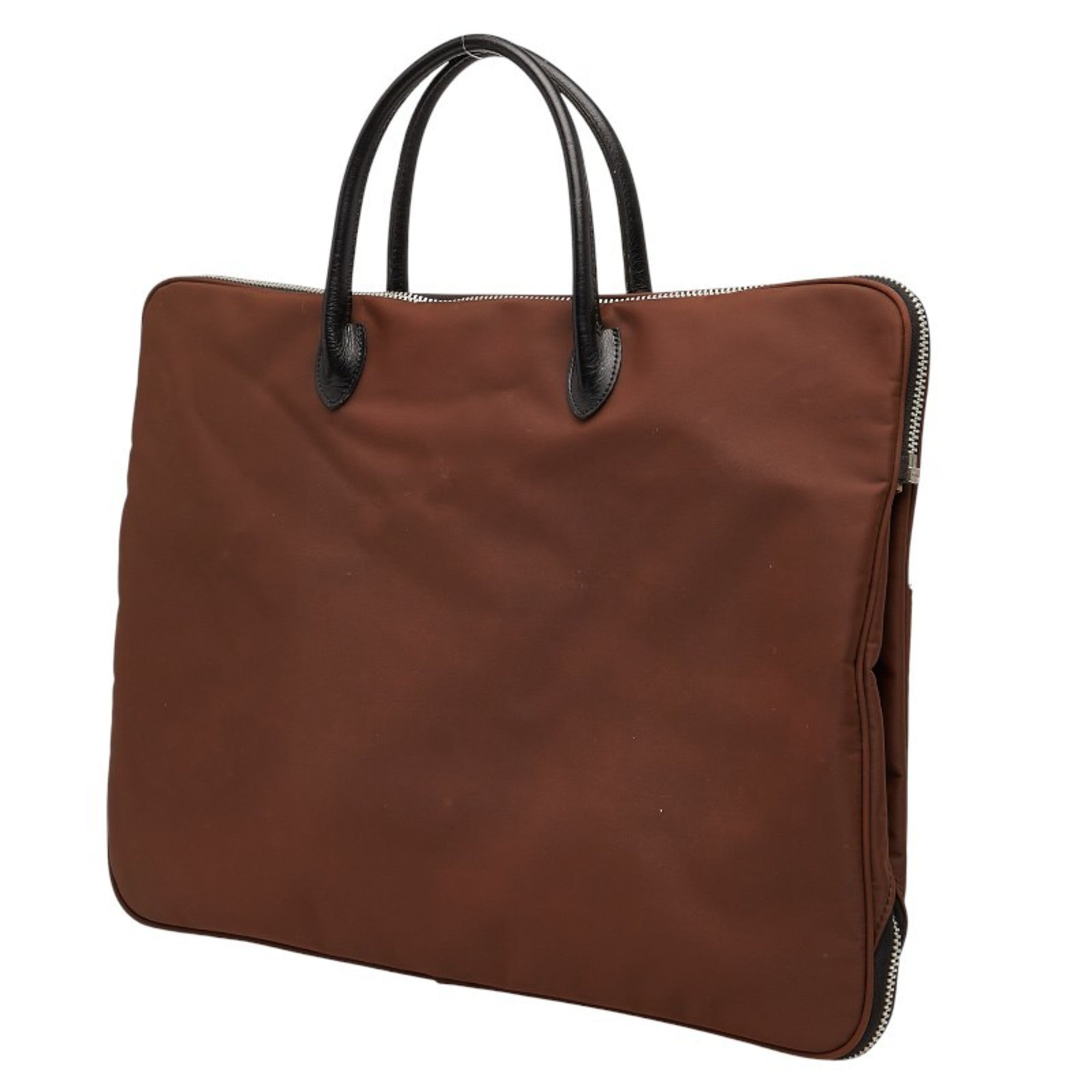 Burberry Beige Brown Nylon Leather Handbag (Pre-Owned)