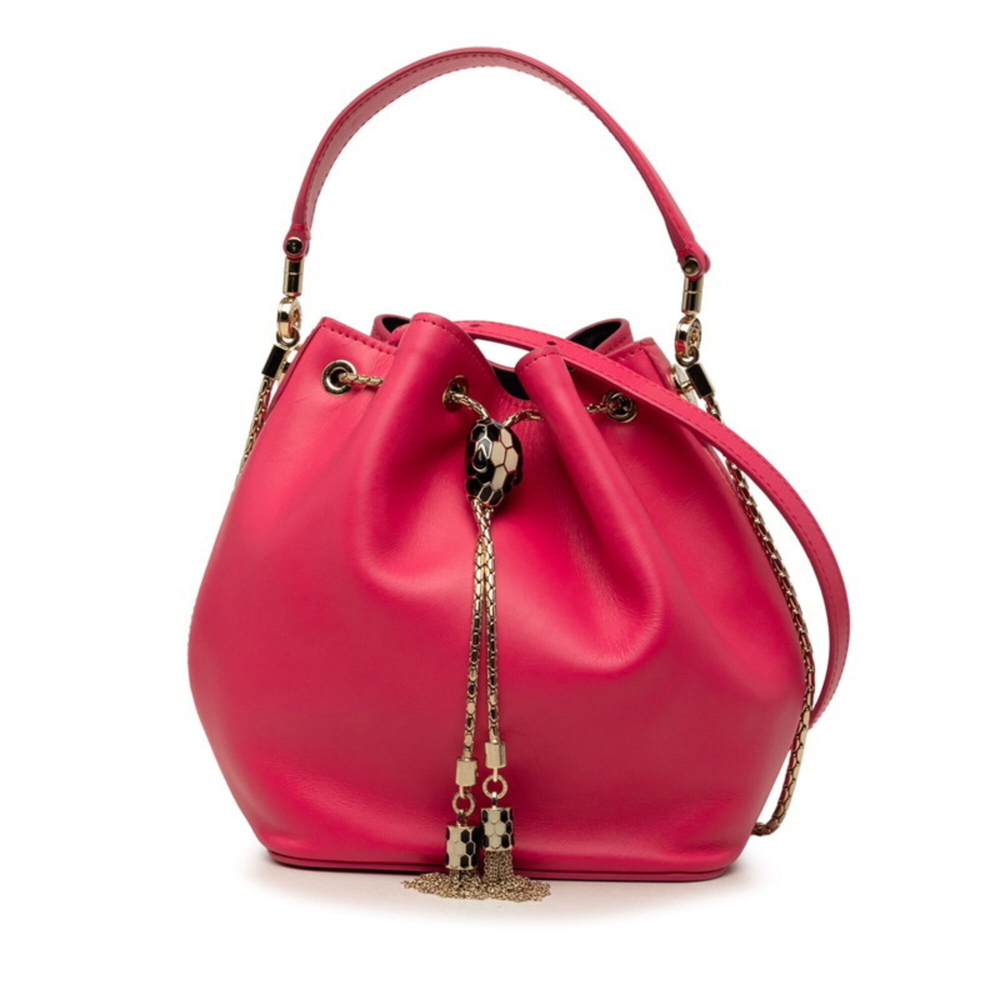 Bvlgari Pink Leather Handbag Shoulder Bag (Pre-Owned)