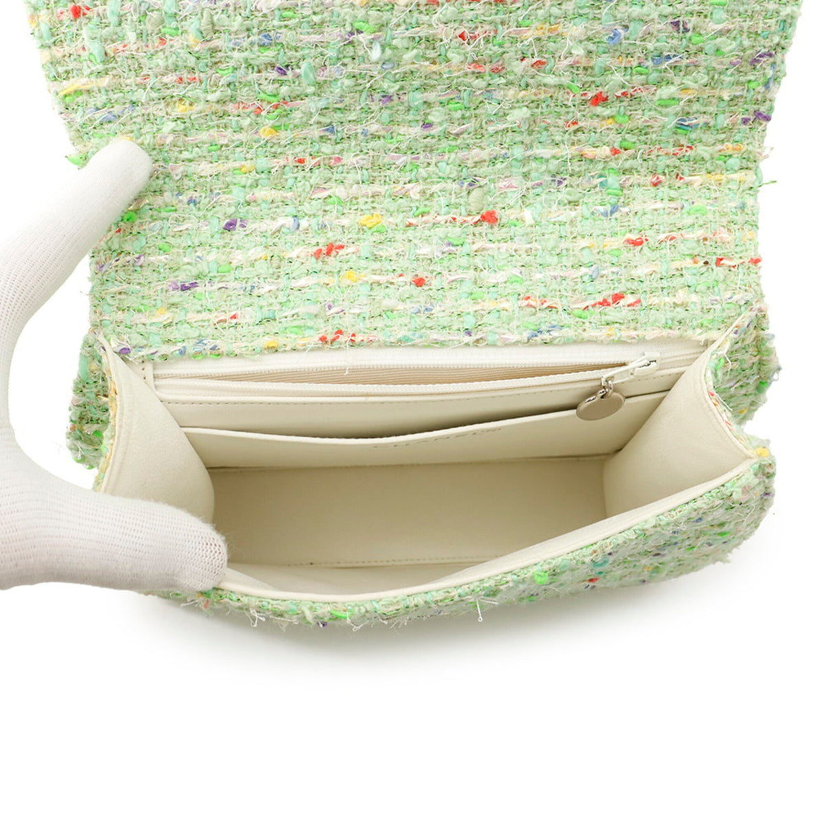 Chanel Green Multi-Color Tweed Handbag (Pre-Owned)
