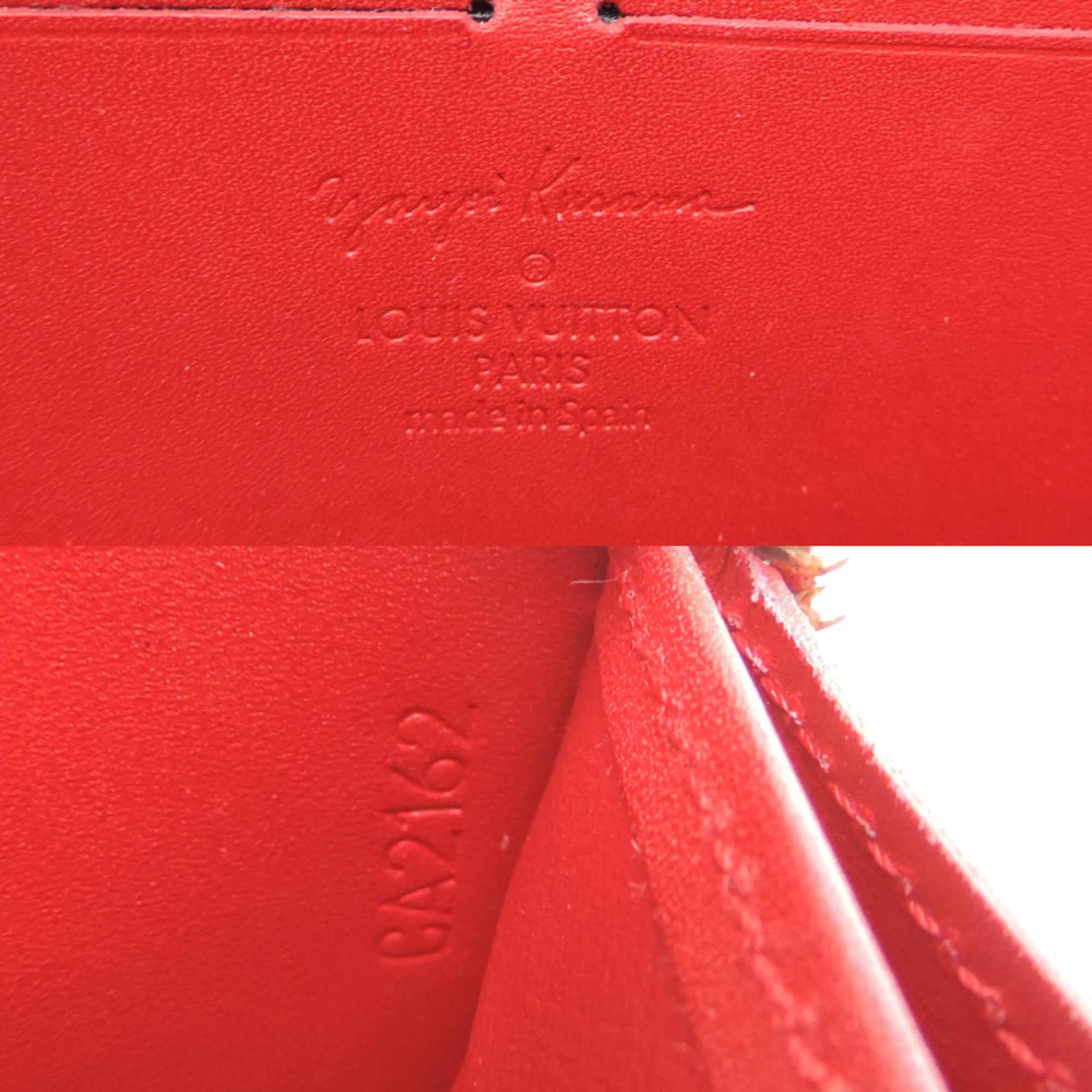 Louis Vuitton Red Color Rouge White Vernis Long Wallet (Bi-Fold) (Pre-Owned)