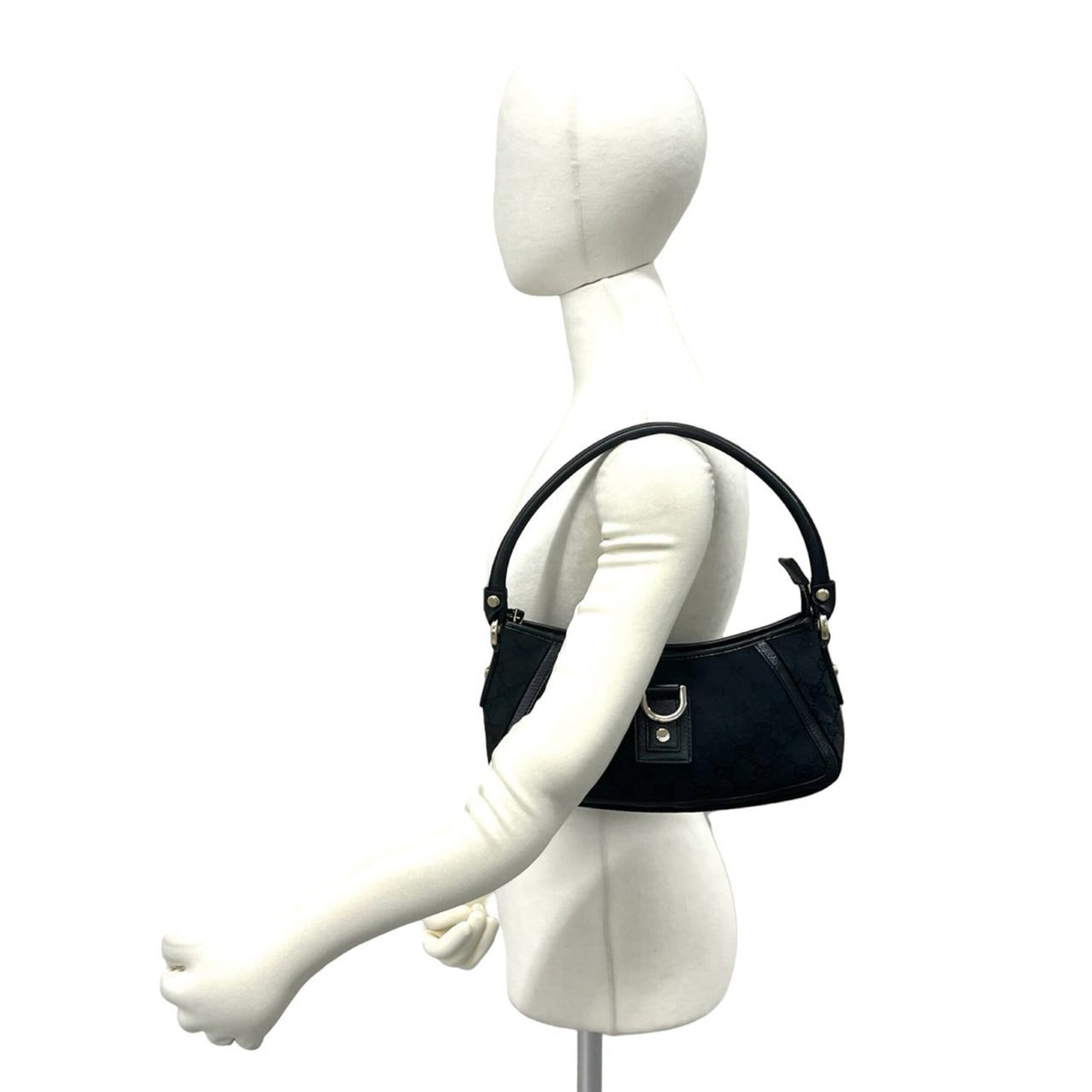 Gucci Black Canvas Leather Handbag Shoulder Bag (Pre-Owned)