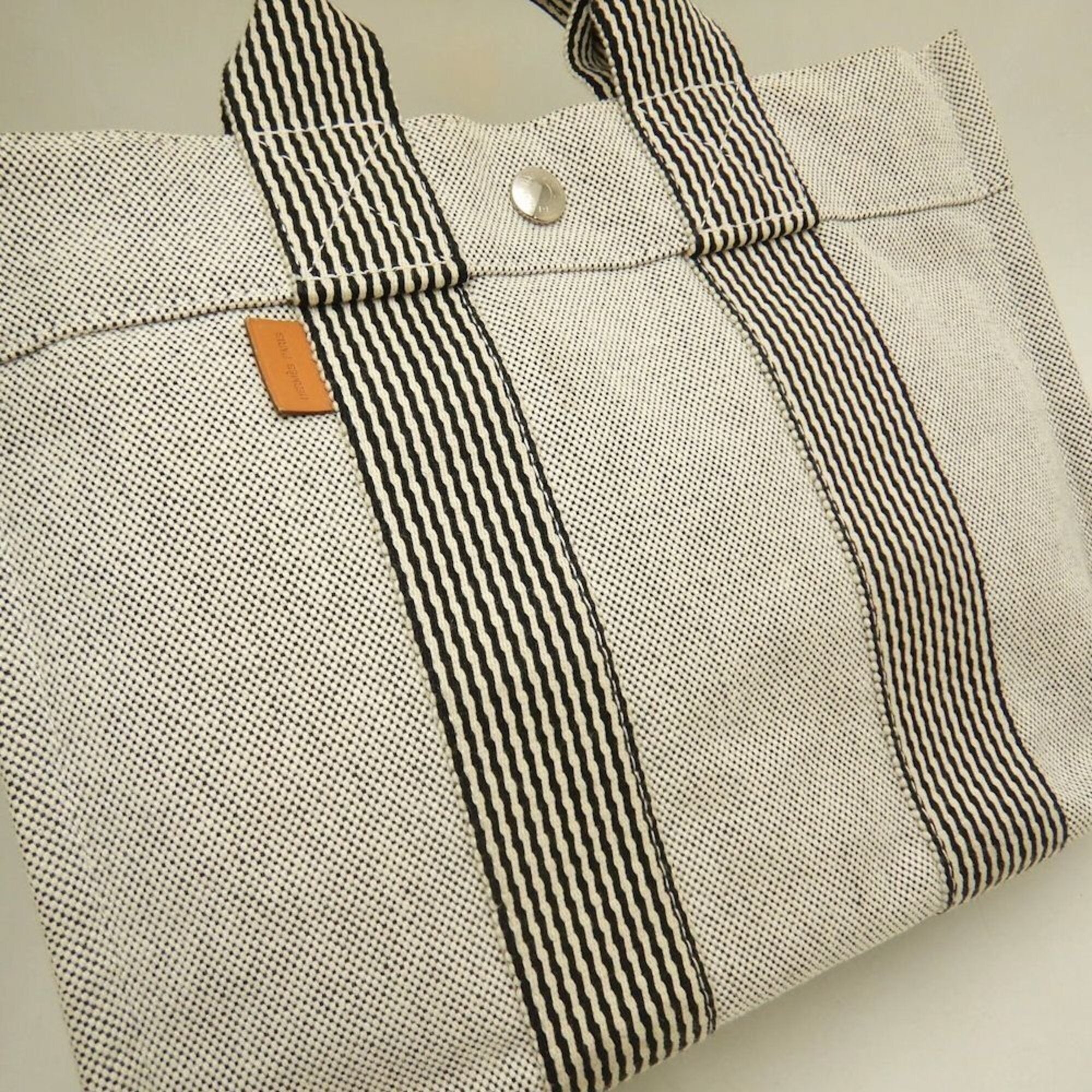 Hermes Black Gray Canvas Tote Bag (Pre-Owned)