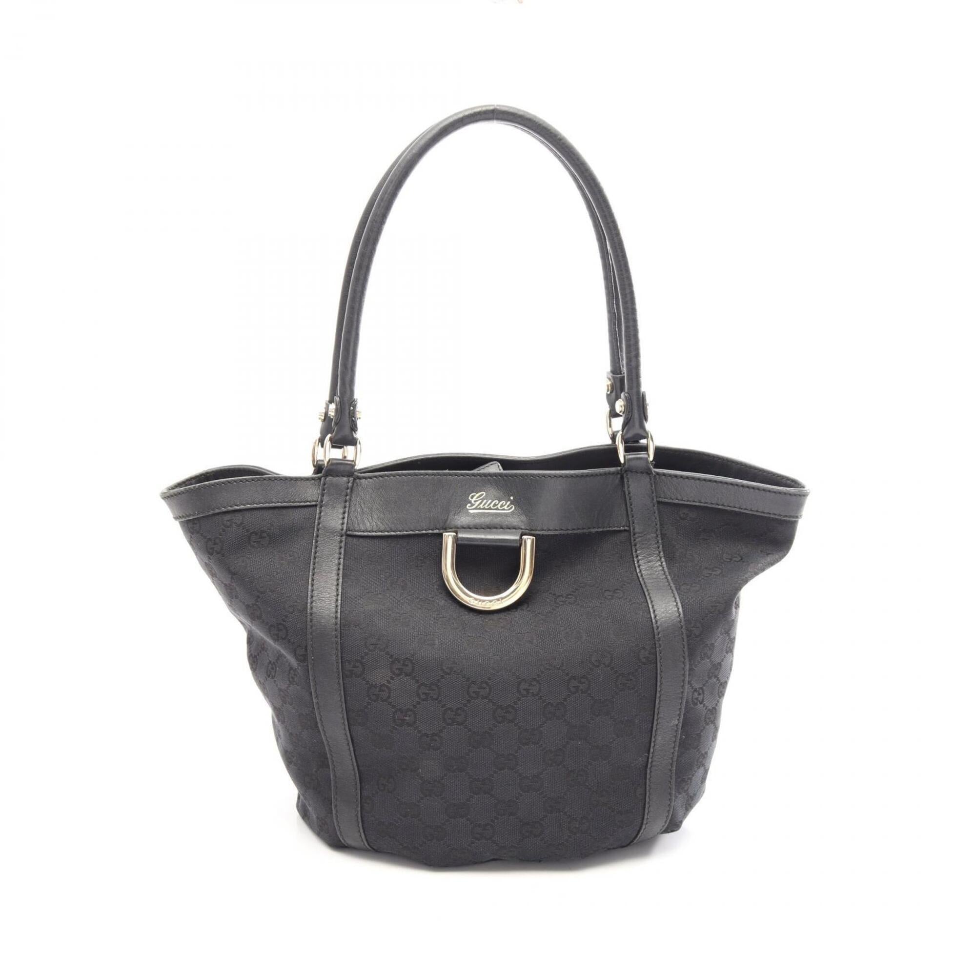 Gucci Black Canvas Leather Handbag Tote Bag (Pre-Owned)