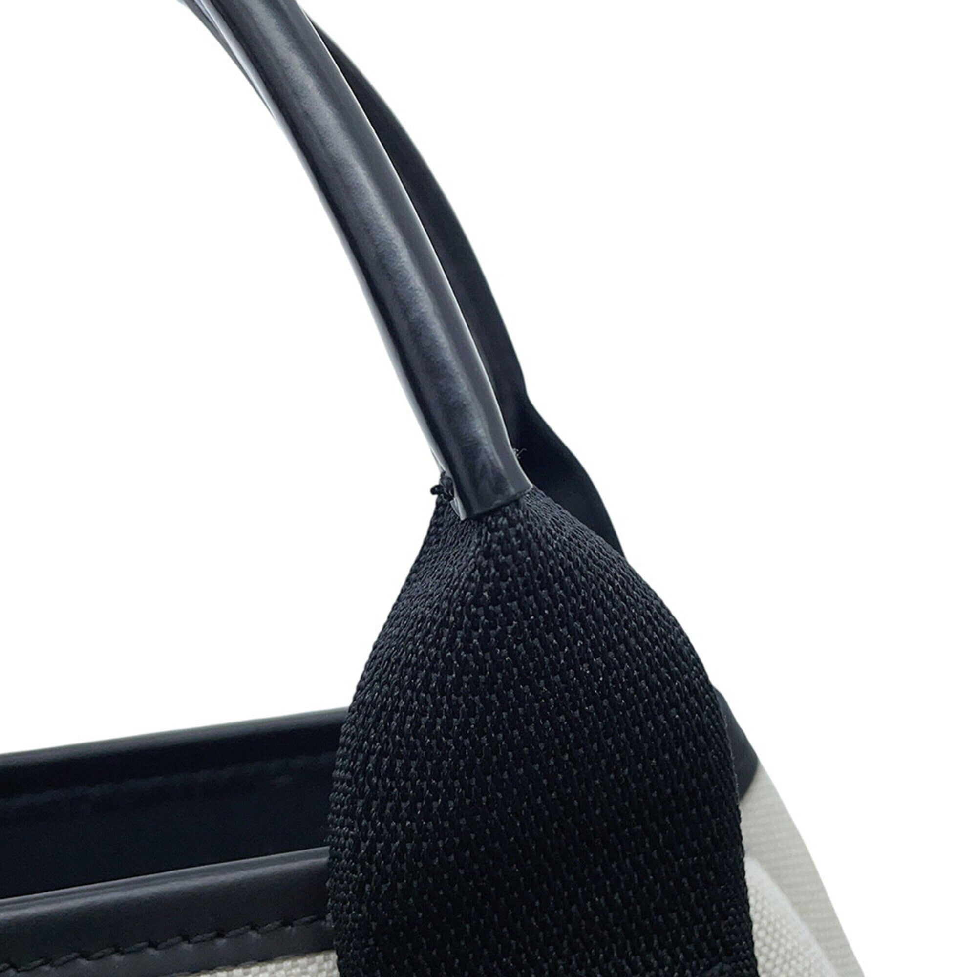 Balenciaga Black White Canvas Leather Handbag (Pre-Owned)