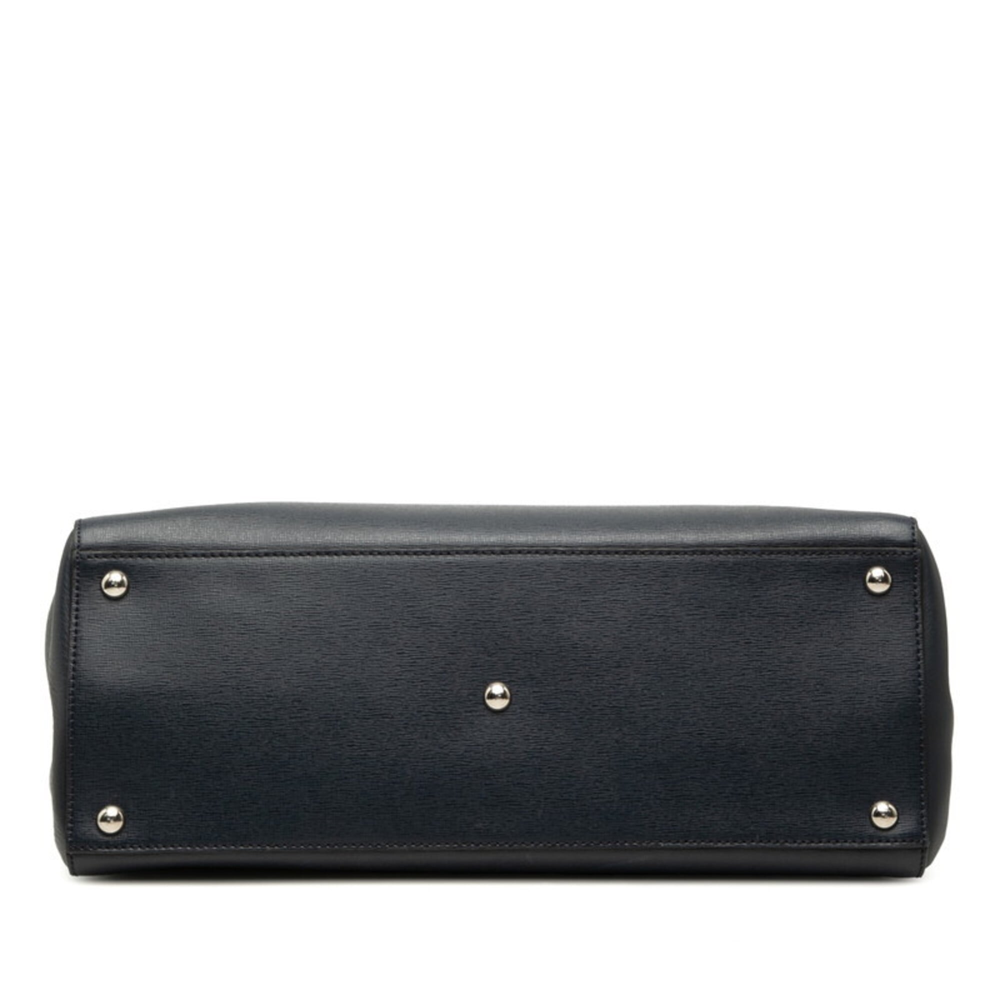 Fendi Navy Leather Handbag Shoulder Bag (Pre-Owned)
