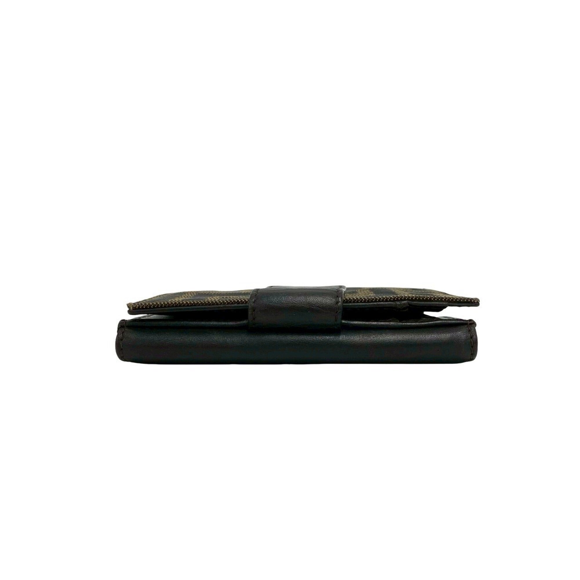 Fendi Black Brown Canvas Leather Wallet (Bi-Fold) (Pre-Owned)