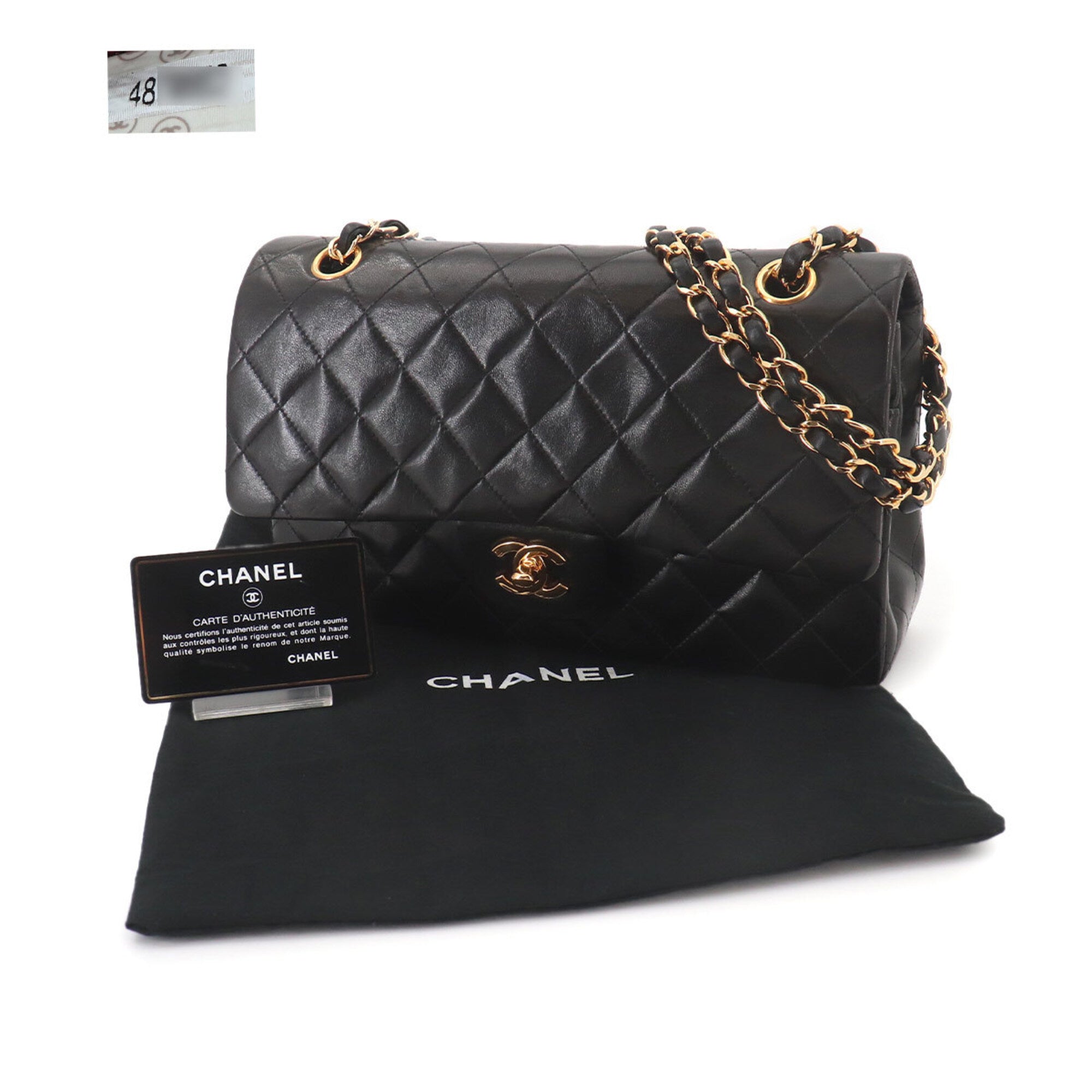 Chanel Black Leather Handbag Shoulder Bag (Pre-Owned)