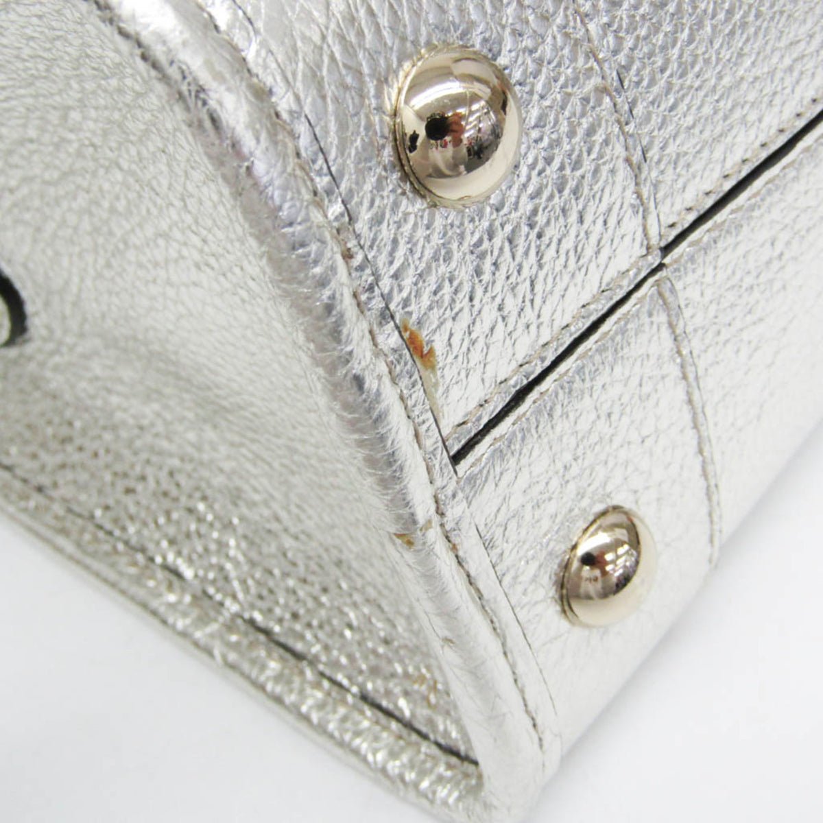 Salvatore Ferragamo Gancini Silver Leather Handbag Shoulder Bag (Pre-Owned)