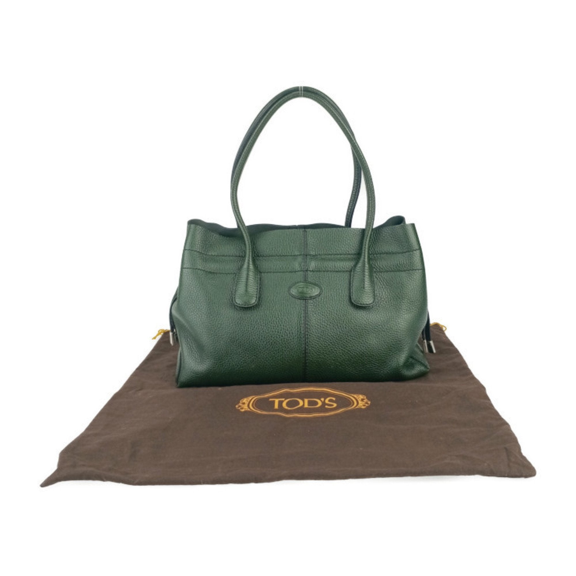 Tod's Green Leather Shoulder Bag Tote Bag (Pre-Owned)
