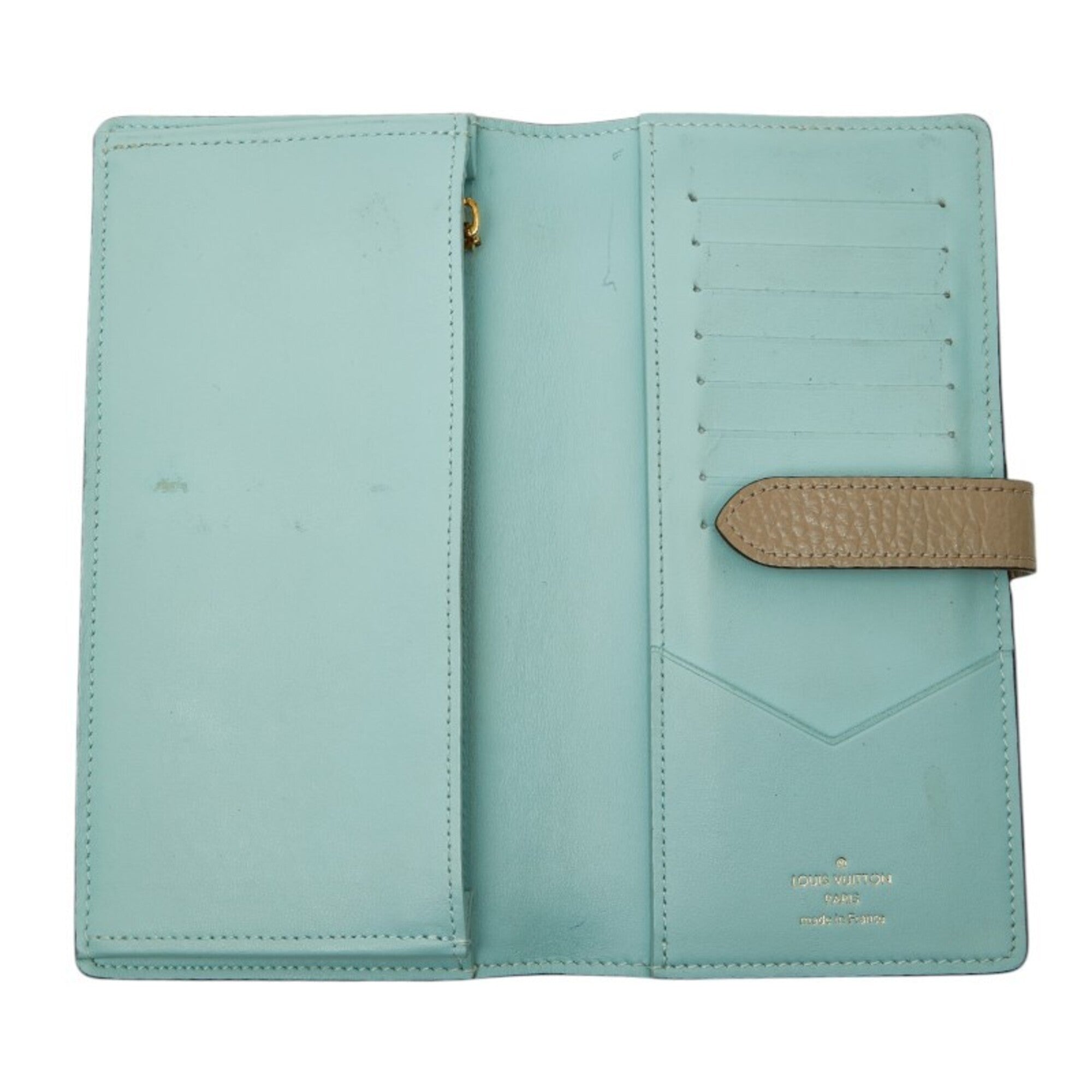 Louis Vuitton Beige Leather Long Wallet (Bi-Fold) (Pre-Owned)