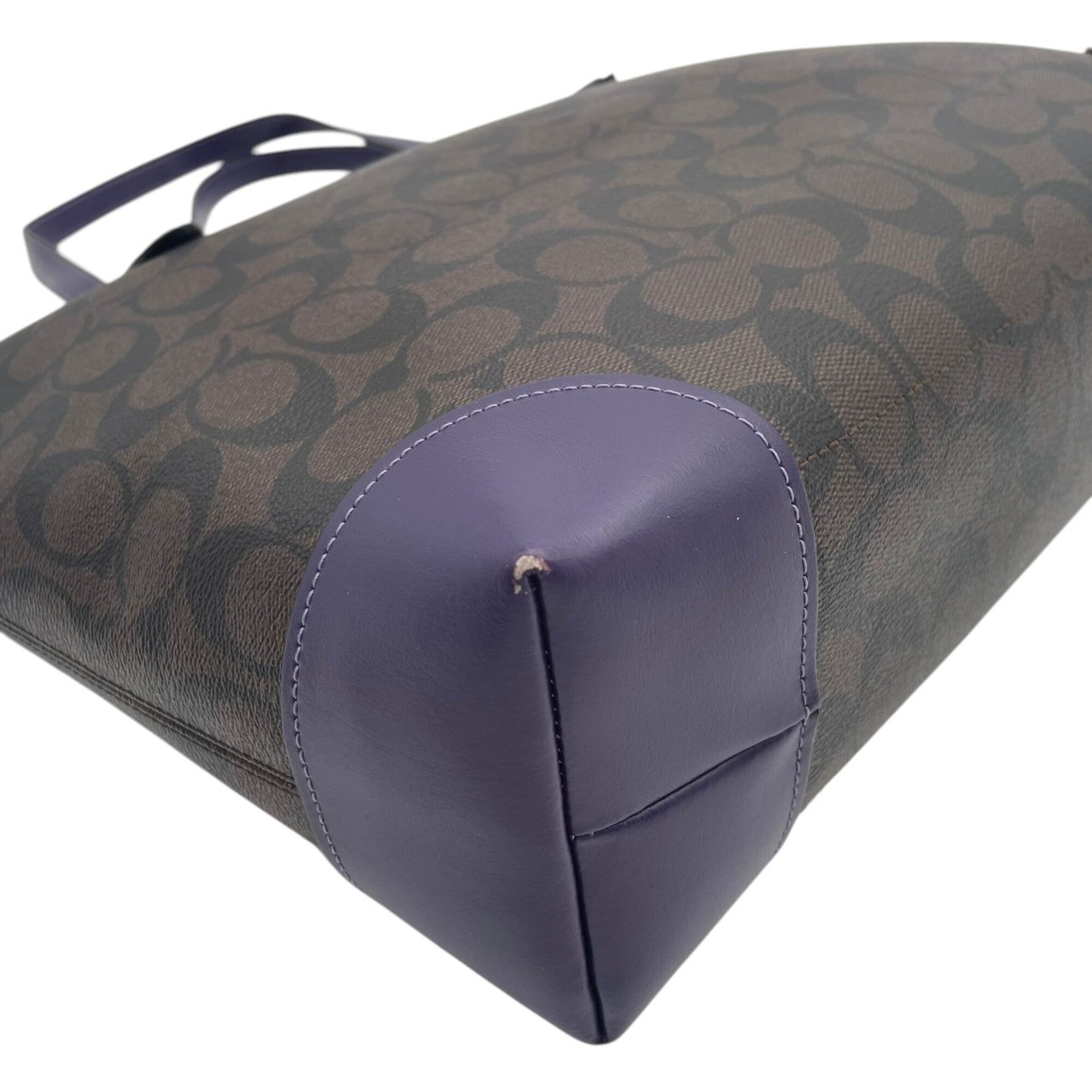 Coach Brown Purple Pvc Leather Handbag Tote Bag (Pre-Owned)