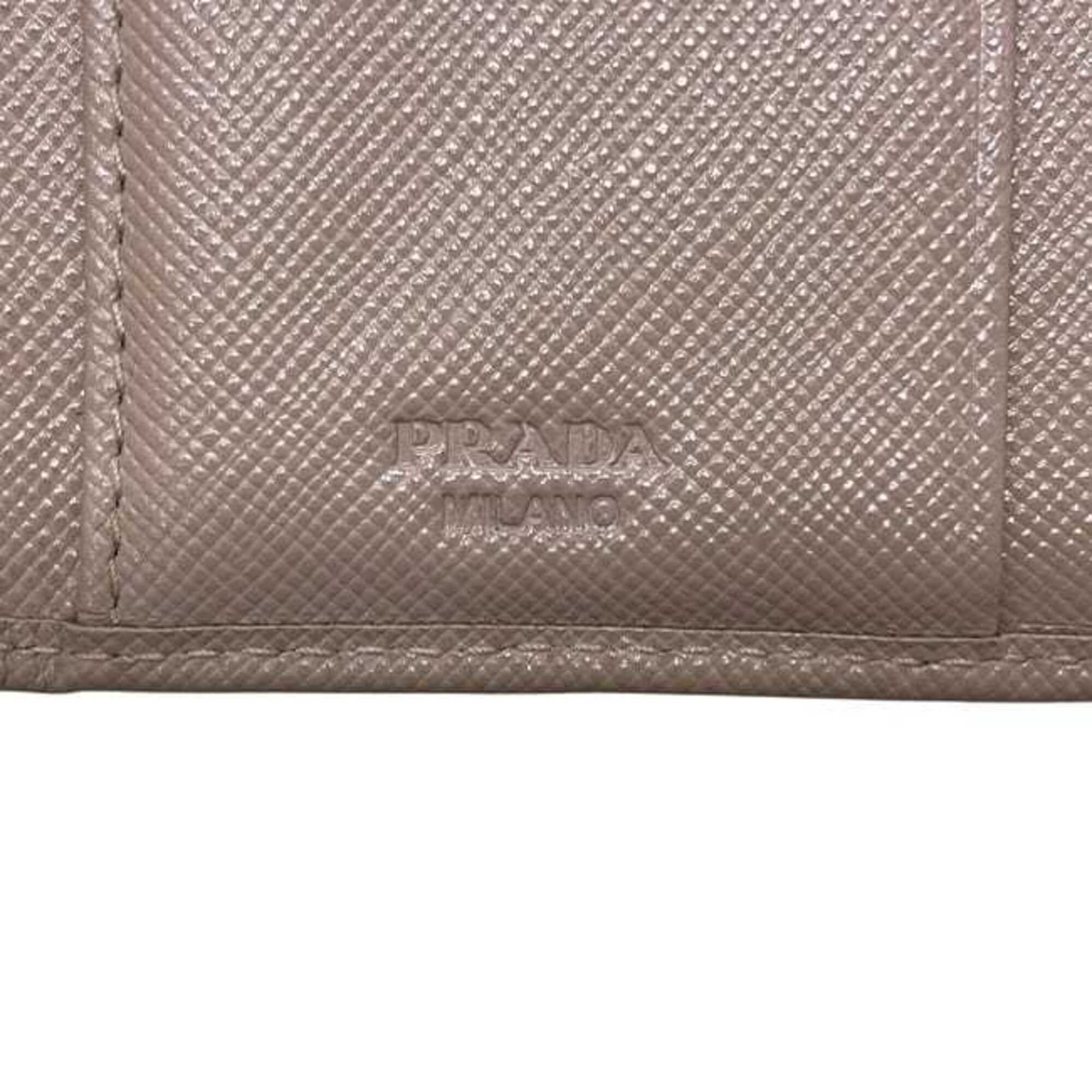 Prada Beige Saffiano Triangle Wallet (Tri-Fold) (Pre-Owned)