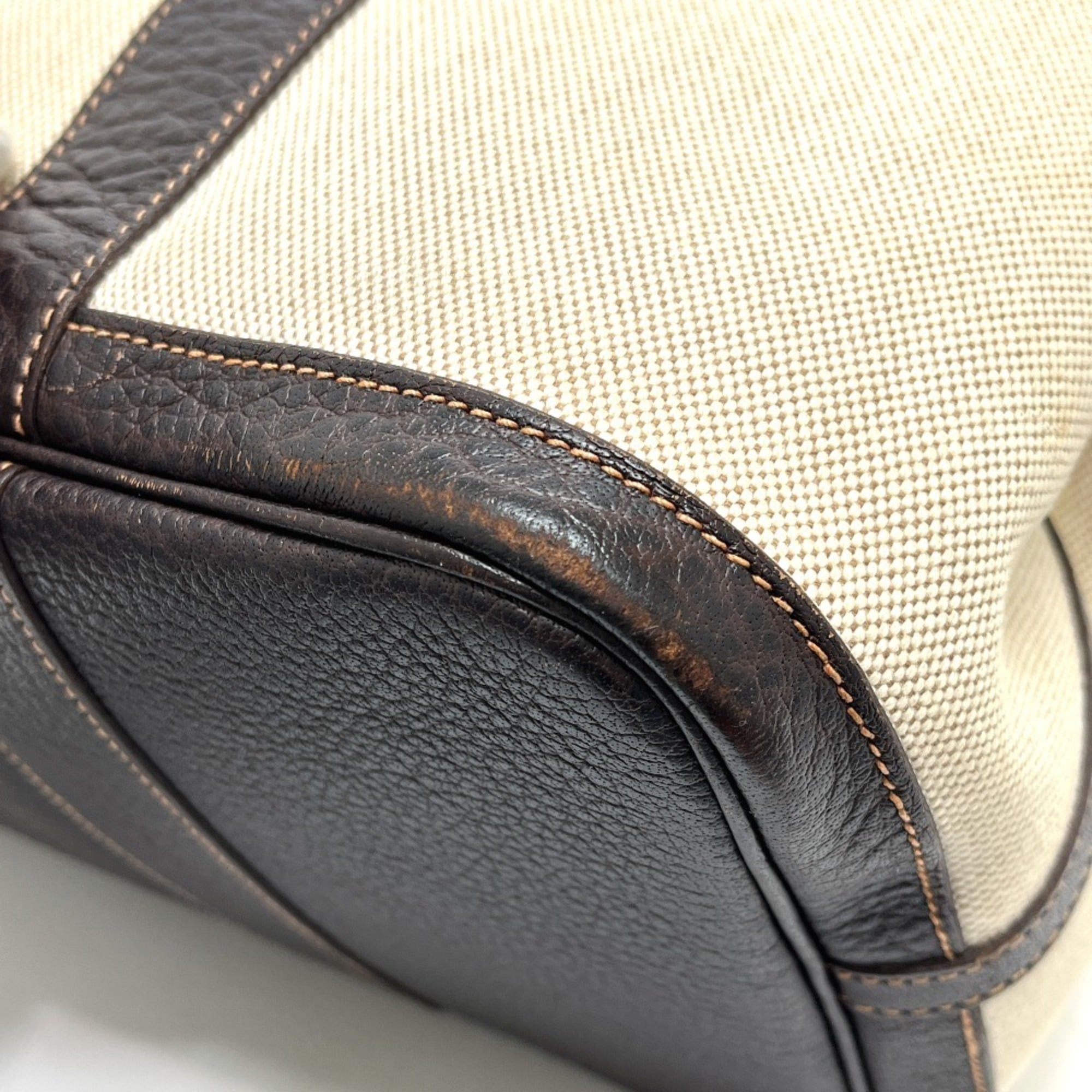 Hermes Beige Brown Toile H Leather Handbag Tote Bag (Pre-Owned)