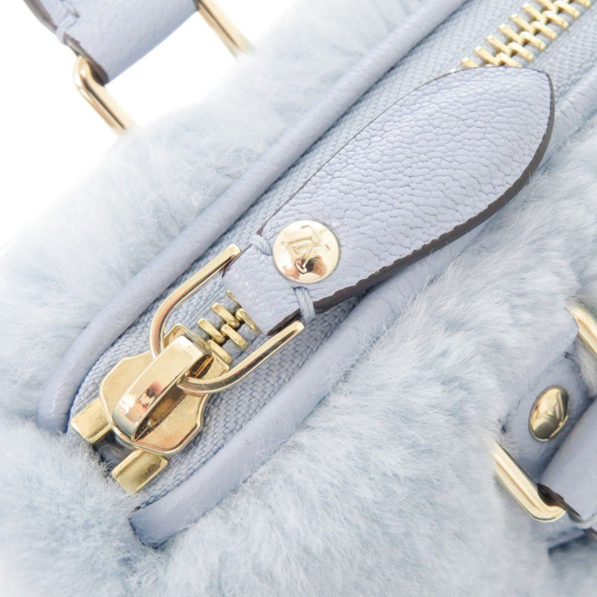 Louis Vuitton Light Blue Leather Fur Handbag (Pre-Owned)