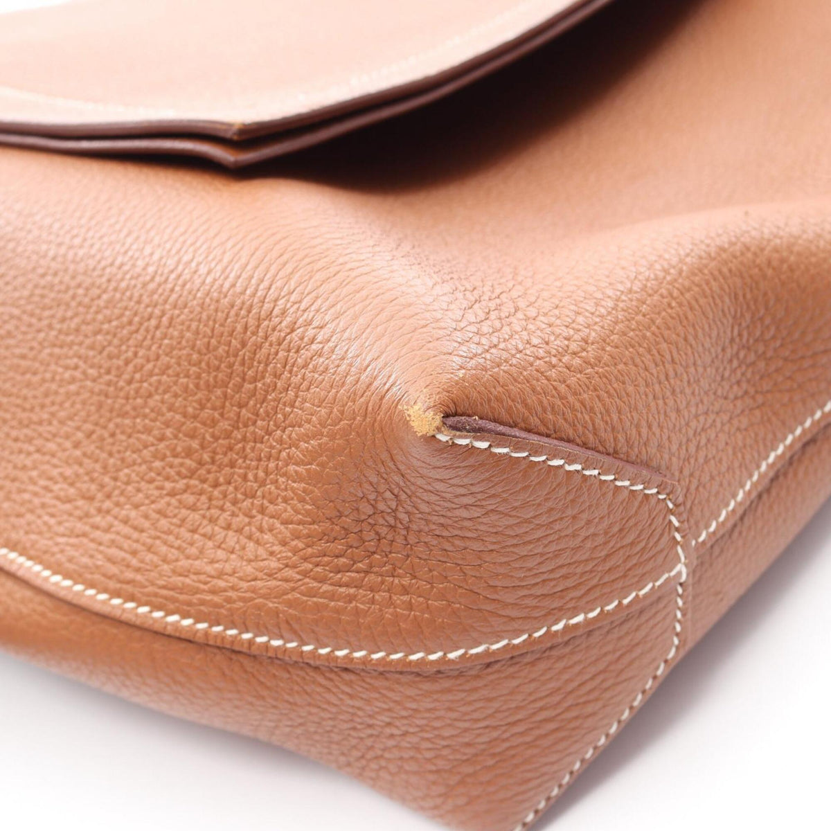 Hermes Brown Taurillon Clemence Leather Handbag Tote Bag (Pre-Owned)