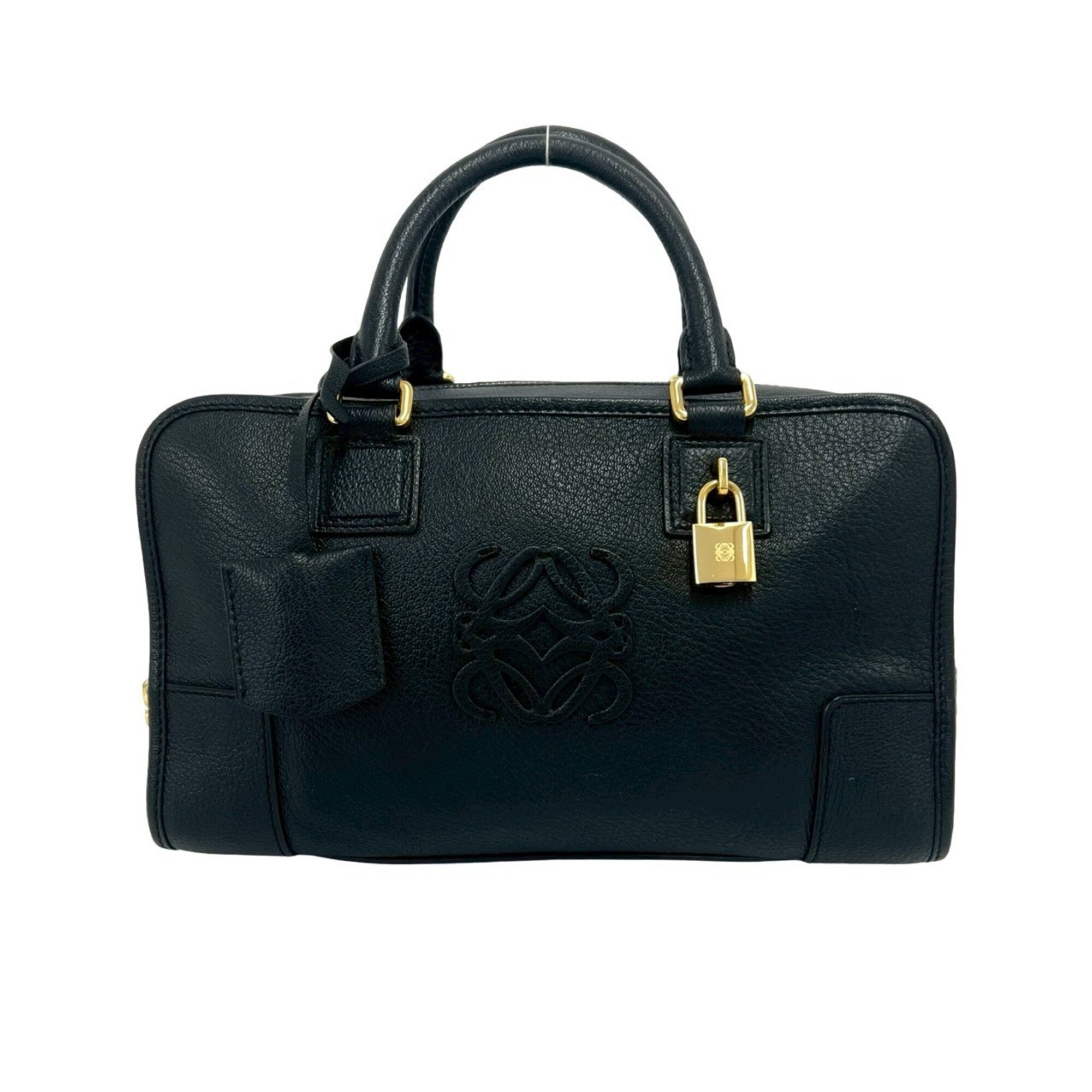 Loewe Black Leather Boston Bag Handbag (Pre-Owned)