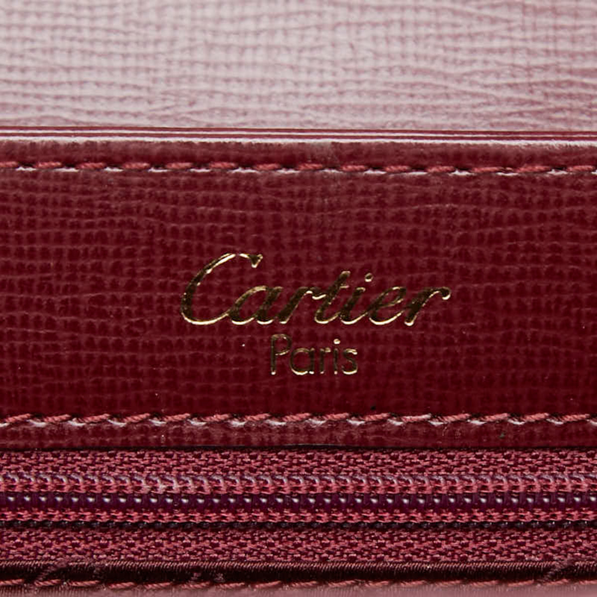 Cartier Bordeaux Wine Red Leather Shoulder Bag (Pre-Owned)