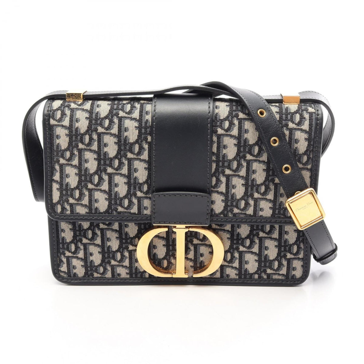 Christian Dior Beige Navy Canvas Leather Handbag Shoulder Bag (Pre-Owned)