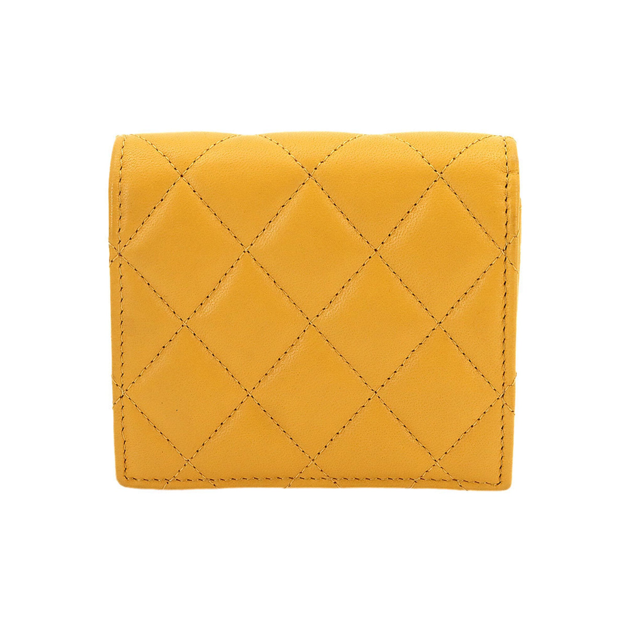Chanel Mustard Yellow Leather Wallet (Bi-Fold) (Pre-Owned)