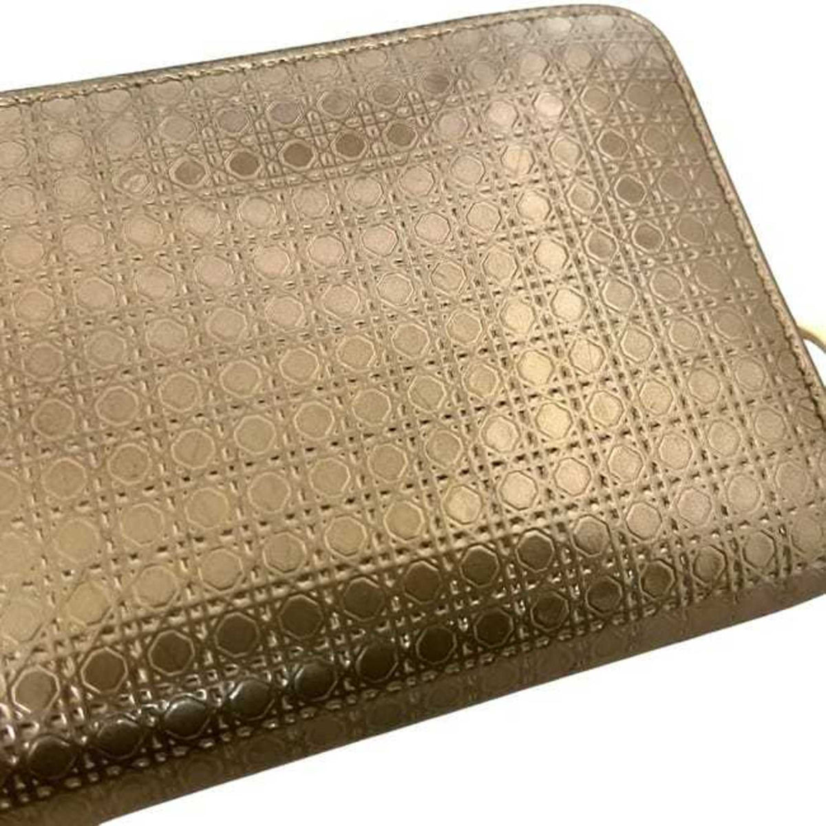 Christian Dior Gold Leather Long Wallet (Bi-Fold) (Pre-Owned)