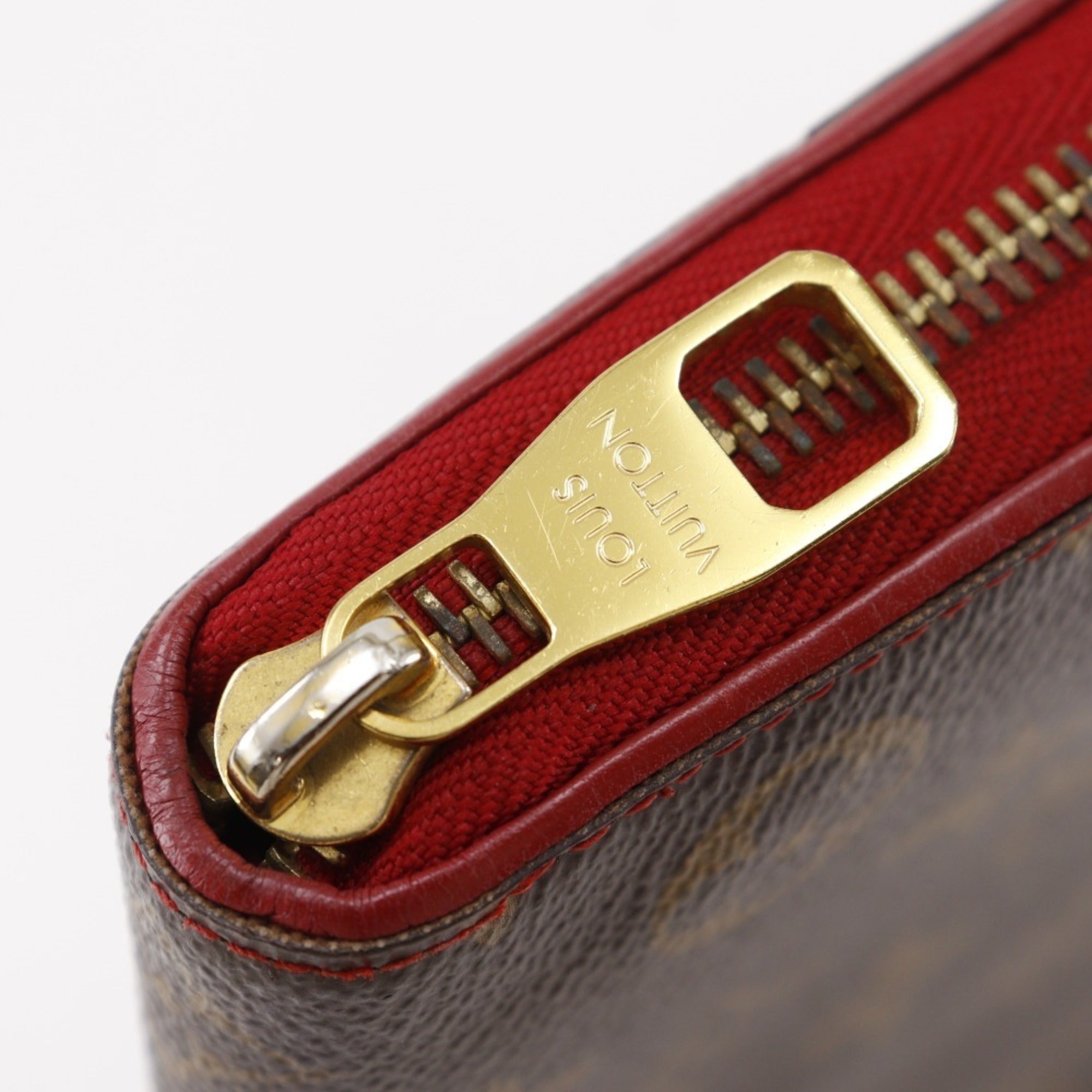 Louis Vuitton Monogram Brown Cerise Red Color Monogram Long Wallet (Bi-Fold) (Pre-Owned)
