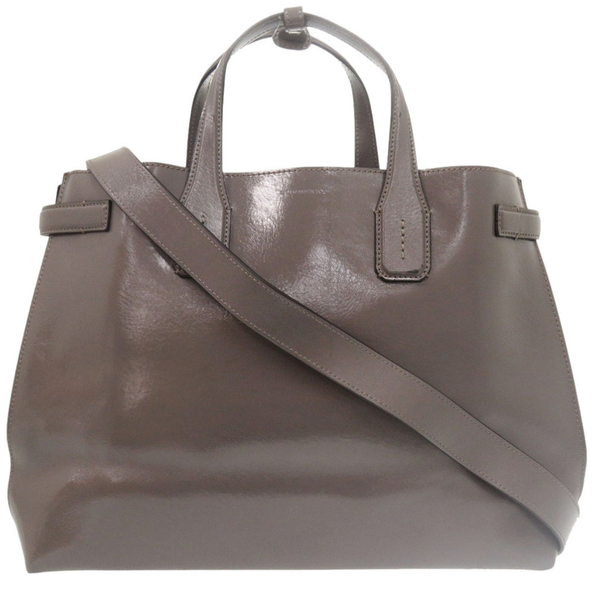 Burberry Gray Patent Leather Shoulder Bag (Pre-Owned)
